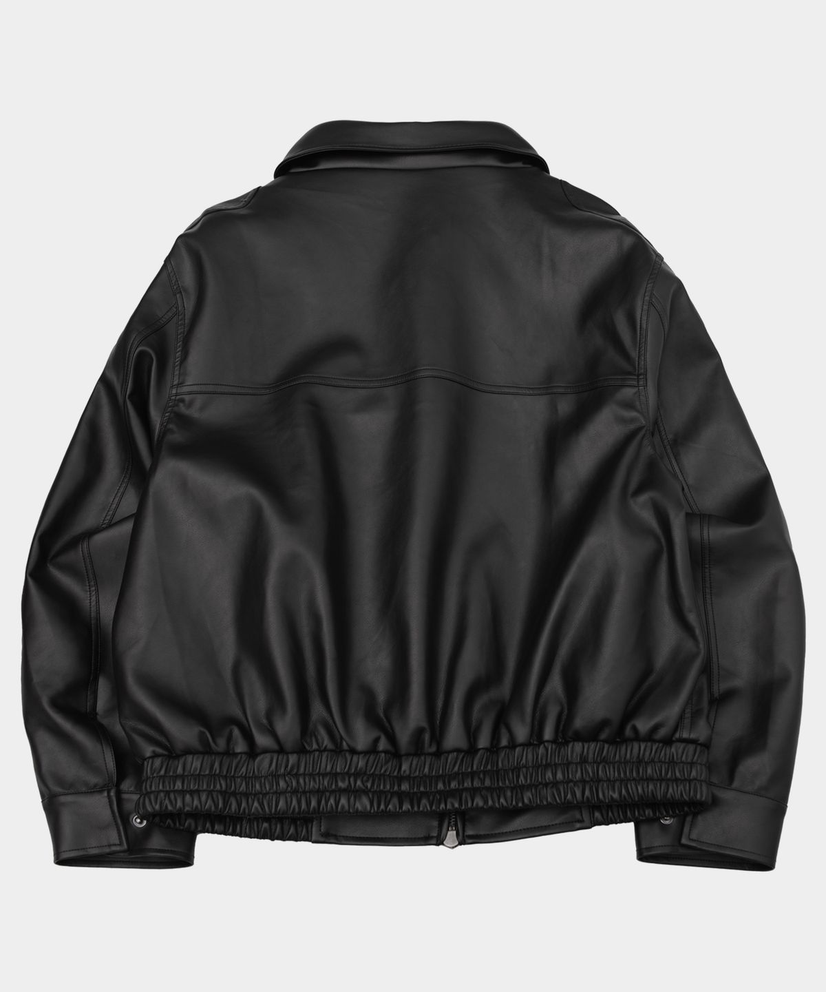 플레이스스튜디오맨(PLACESTUDIOMAN) 빈티지 워시드 피그먼트 숄더라인 스티치 포켓 레더 자켓 [블랙]