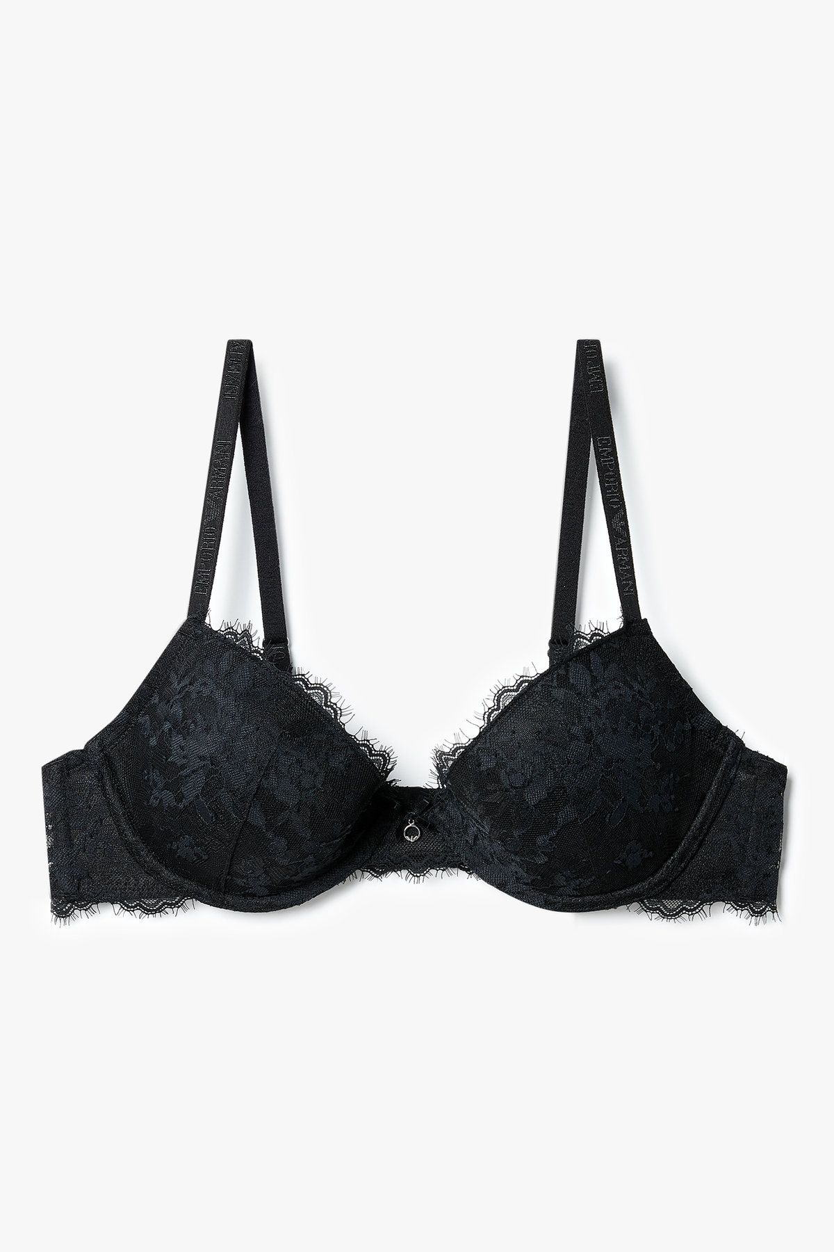 엠포리오 아르마니 언더웨어(EMPORIO ARMANI UNDERWEAR) 여성 플라워 자수 리무버블 푸쉬업 브라_블랙 0825385527