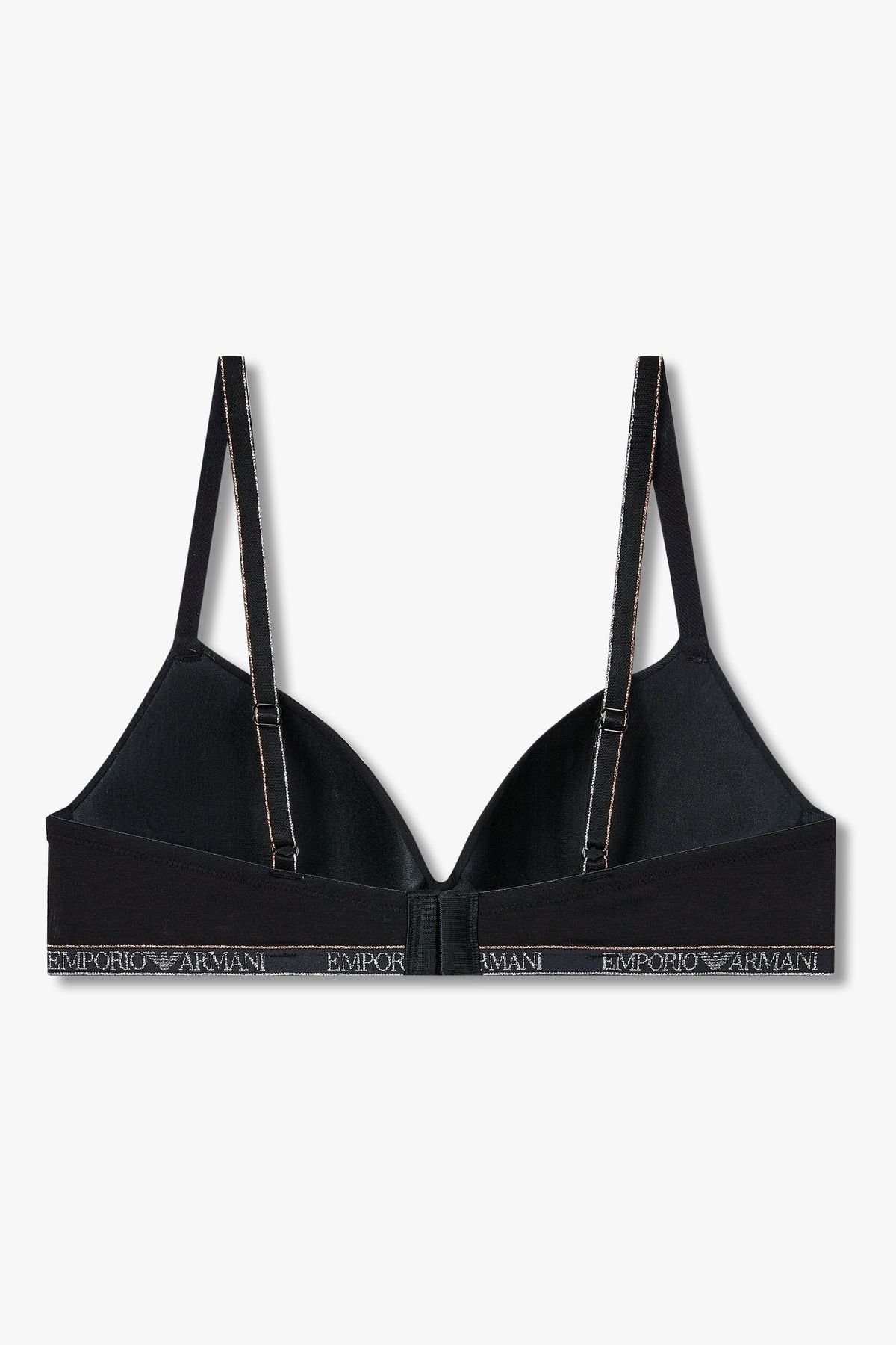 엠포리오 아르마니 언더웨어(EMPORIO ARMANI UNDERWEAR) 여성 메탈릭 밴딩 패디드 트라이앵글 브라_블랙 0825381507