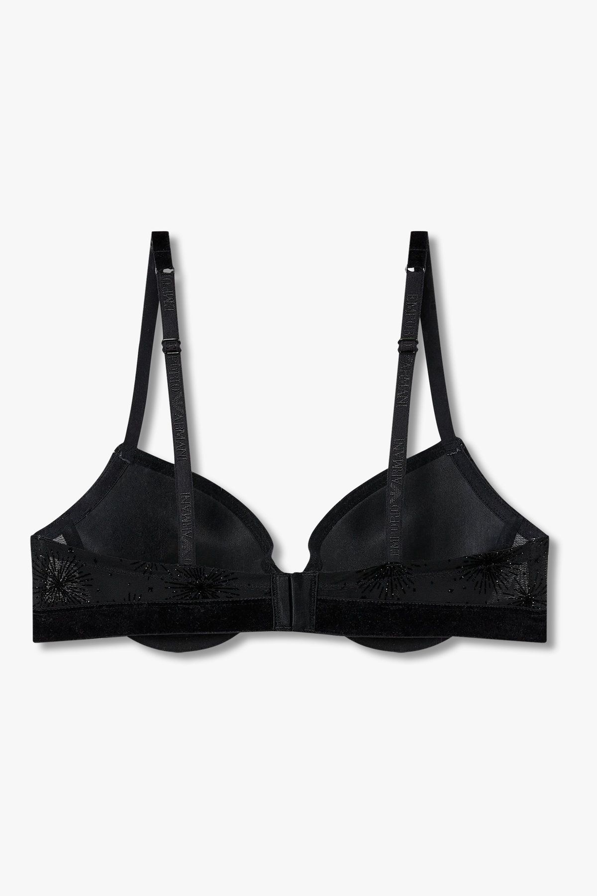 엠포리오 아르마니 언더웨어(EMPORIO ARMANI UNDERWEAR) 여성 플록 패턴 시스루 푸쉬업 브라_블랙 0825385531