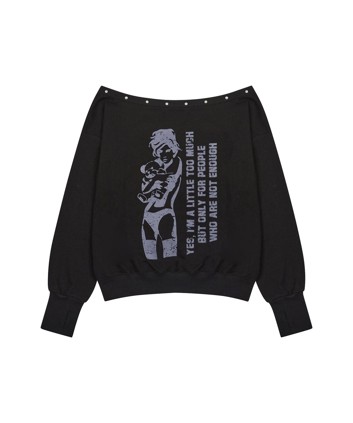 러브이즈트루(LUVISTRUE) GT ONE SHOULDER SWEATSHIRT(BLACK)