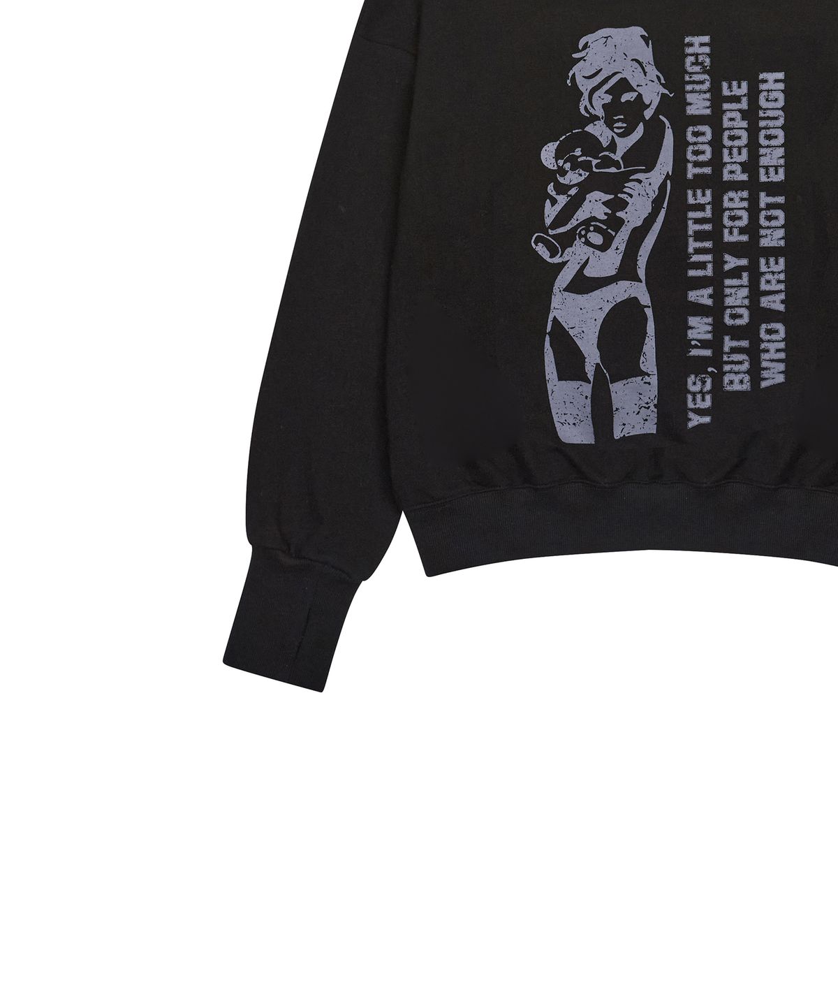 러브이즈트루(LUVISTRUE) GT ONE SHOULDER SWEATSHIRT(BLACK)
