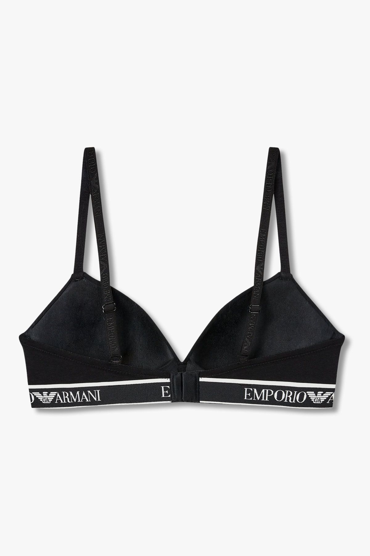 엠포리오 아르마니 언더웨어(EMPORIO ARMANI UNDERWEAR) 여성 리피트 로고 패디드 트라이앵글 브라_블랙 0825381547