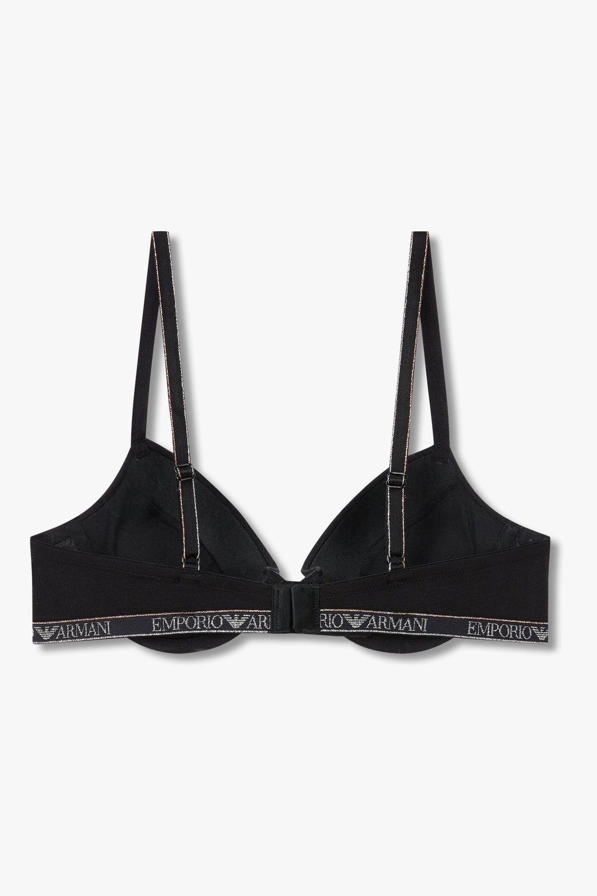 엠포리오 아르마니 언더웨어(EMPORIO ARMANI UNDERWEAR) 여성 메탈릭 밴딩 리무버블 푸쉬업 브라_블랙 0825385507