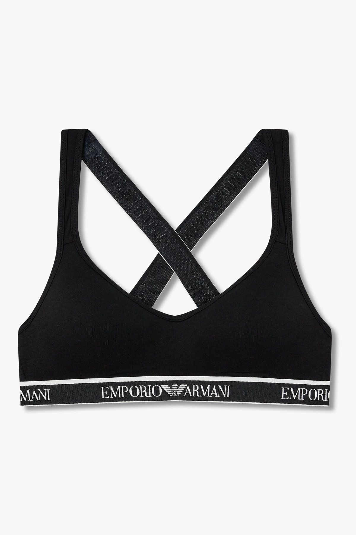 엠포리오 아르마니 언더웨어(EMPORIO ARMANI UNDERWEAR) 여성 크로스 스트랩 패디드 브라렛 브라_블랙 0825381549
