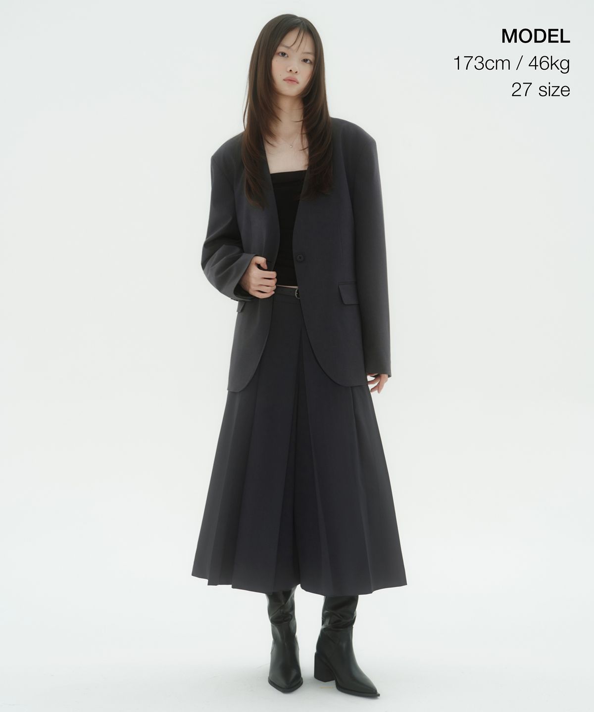무신사 스탠다드 우먼(MUSINSA STANDARD WOMAN) 우먼즈 라이트웨이트 스커트 슬랙스 [그레이]