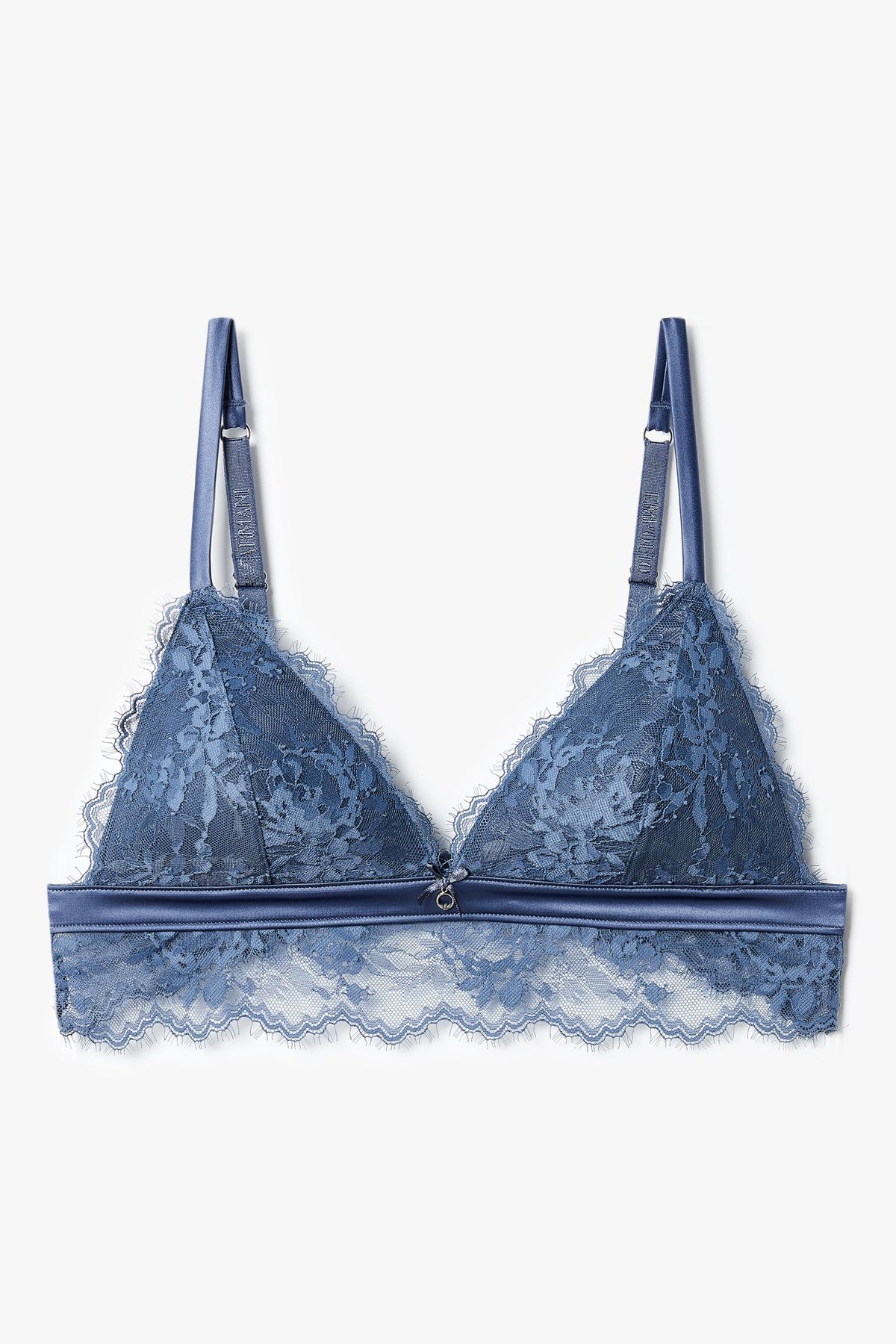 엠포리오 아르마니 언더웨어(EMPORIO ARMANI UNDERWEAR) 여성 플라워 레이스 패디드 트라이앵글 브라_인디고 0825381517