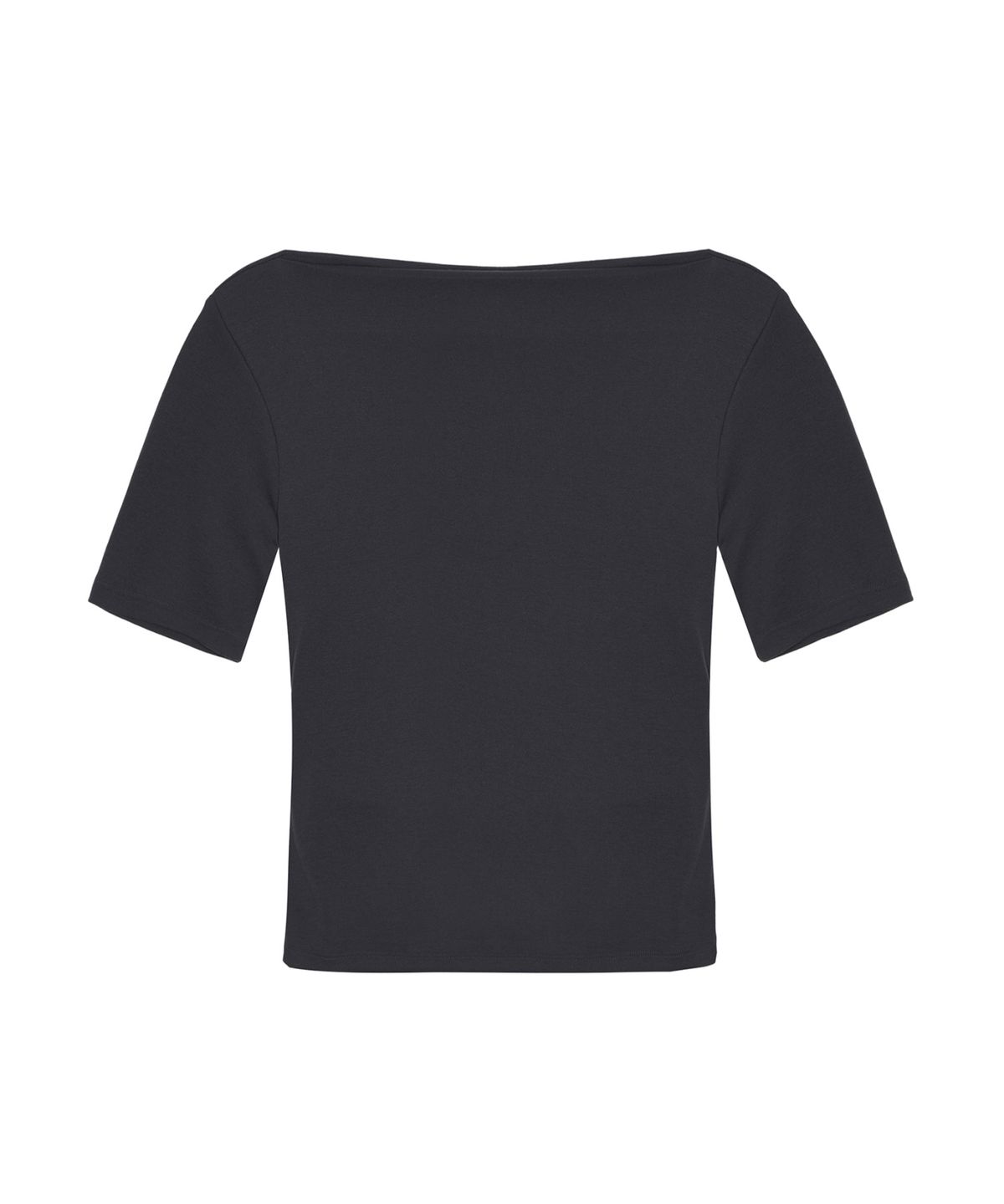 닉앤니콜(NICK&NICOLE) HALF SHIRRING DRAPE BOAT NECK TOP_CHARCOAL