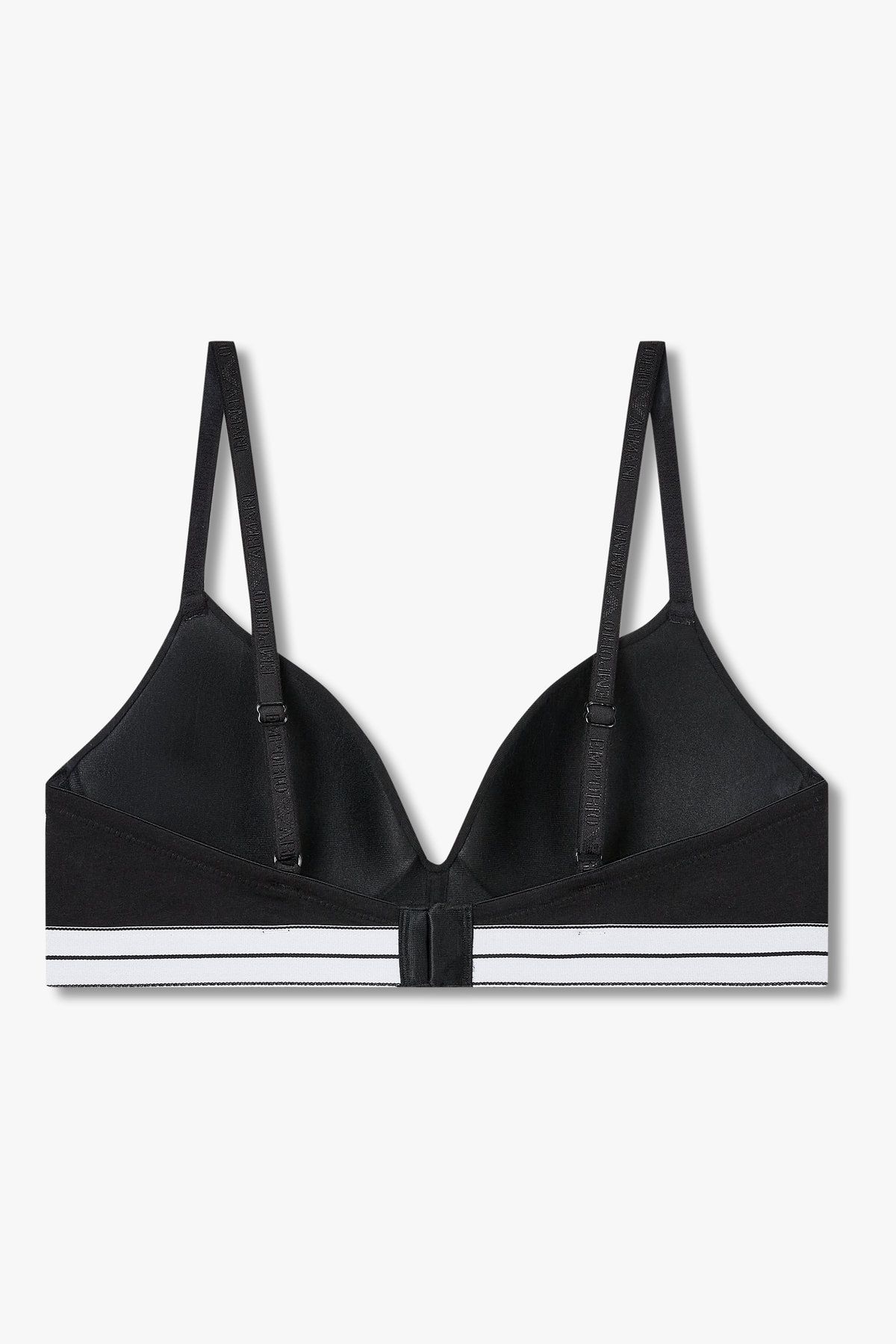 엠포리오 아르마니 언더웨어(EMPORIO ARMANI UNDERWEAR) 여성 라인 밴딩 패디드 트라이앵글 브라_블랙 0825381503