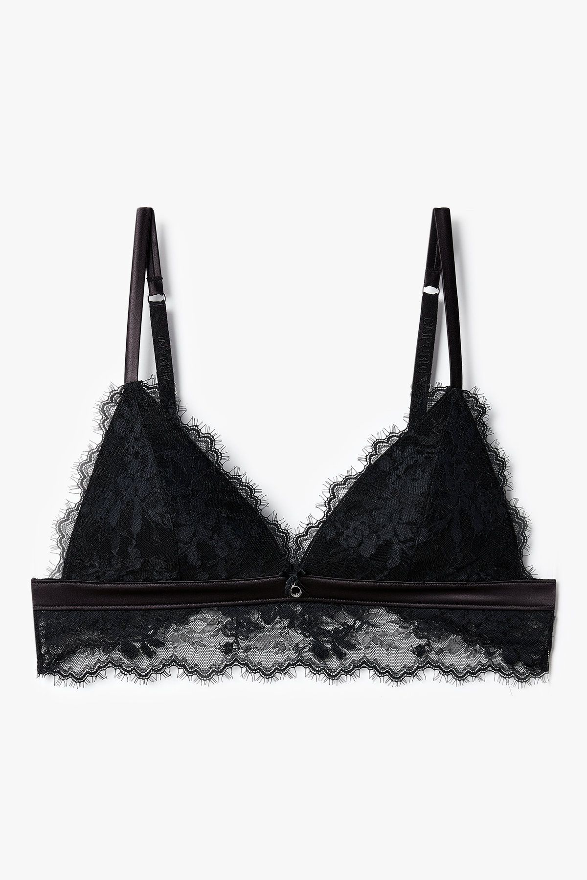 엠포리오 아르마니 언더웨어(EMPORIO ARMANI UNDERWEAR) 여성 플라워 레이스 패디드 트라이앵글 브라_블랙 0825381518