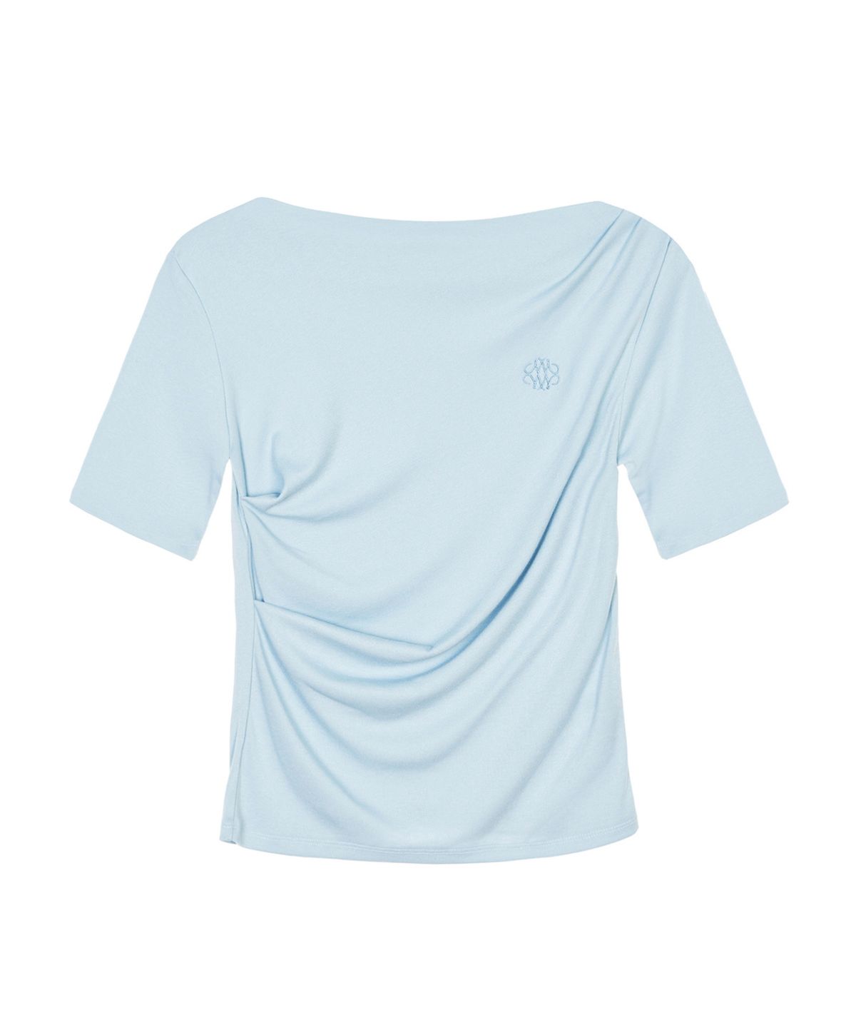닉앤니콜(NICK&NICOLE) HALF SHIRRING DRAPE BOAT NECK TOP_SORA