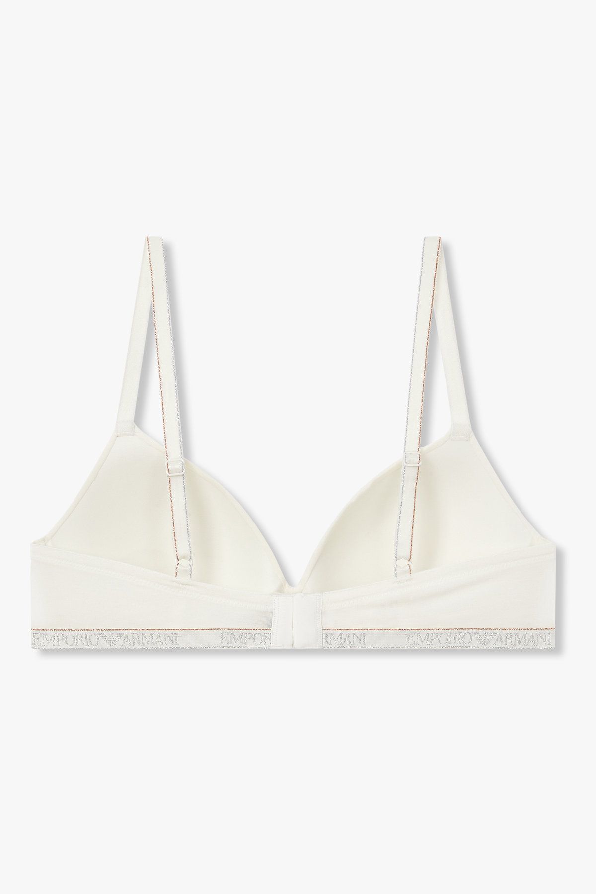 엠포리오 아르마니 언더웨어(EMPORIO ARMANI UNDERWEAR) 여성 메탈릭 밴딩 패디드 트라이앵글 브라_화이트 0825381504