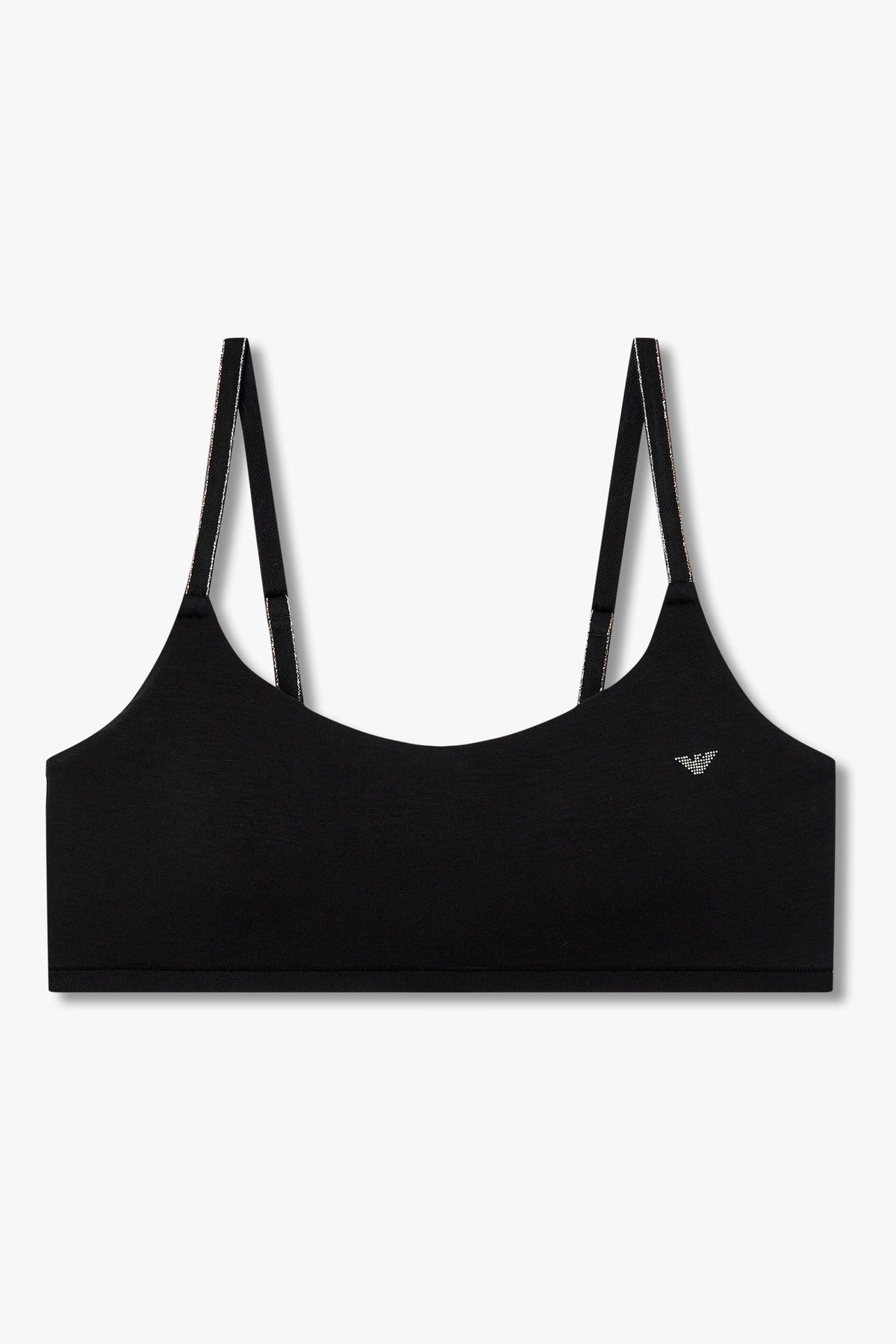 엠포리오 아르마니 언더웨어(EMPORIO ARMANI UNDERWEAR) 여성 메탈릭 스트랩 패디드 브라렛 브라_블랙 0825381539