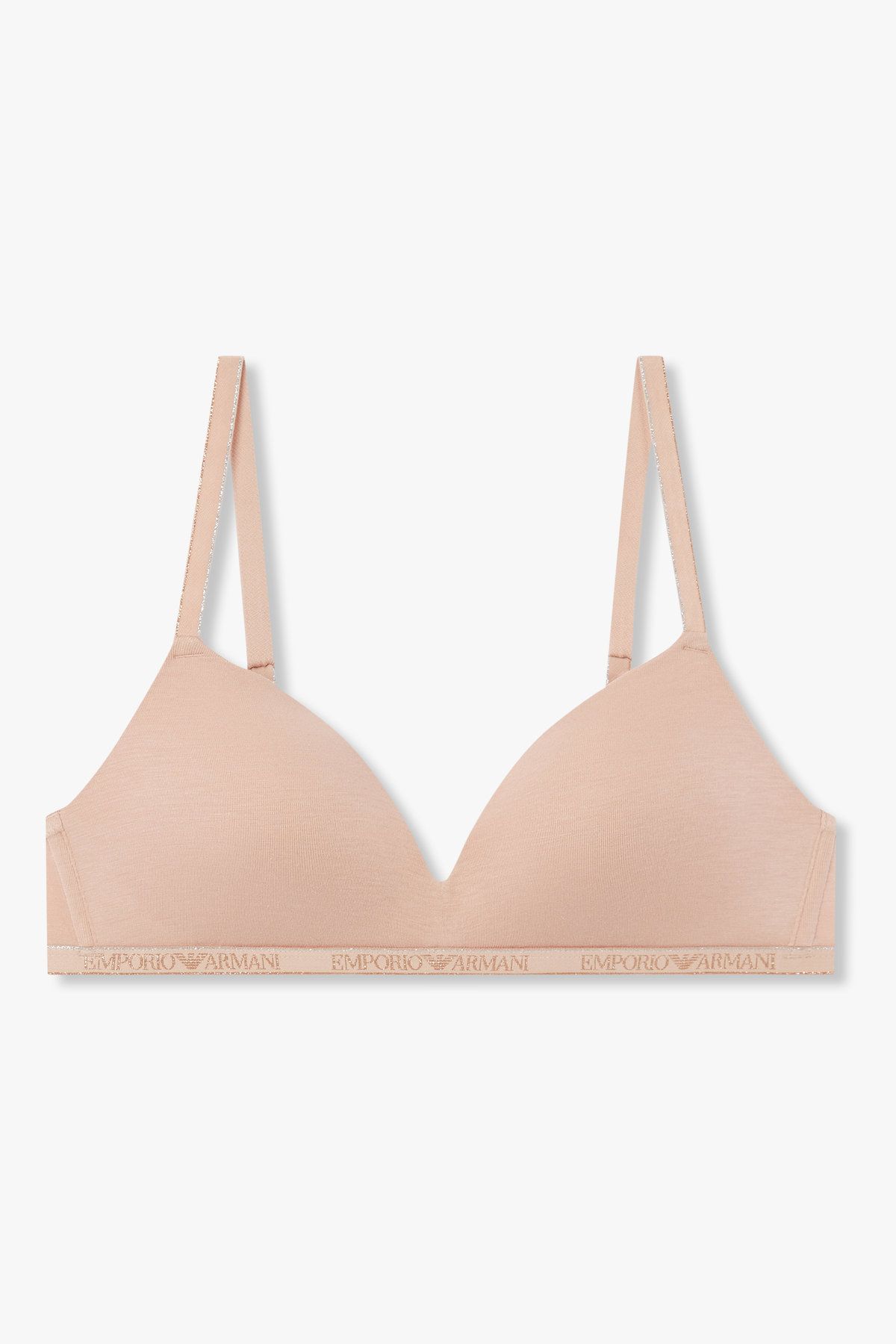 엠포리오 아르마니 언더웨어(EMPORIO ARMANI UNDERWEAR) 여성 메탈릭 밴딩 패디드 트라이앵글 브라_내추럴 0825381505