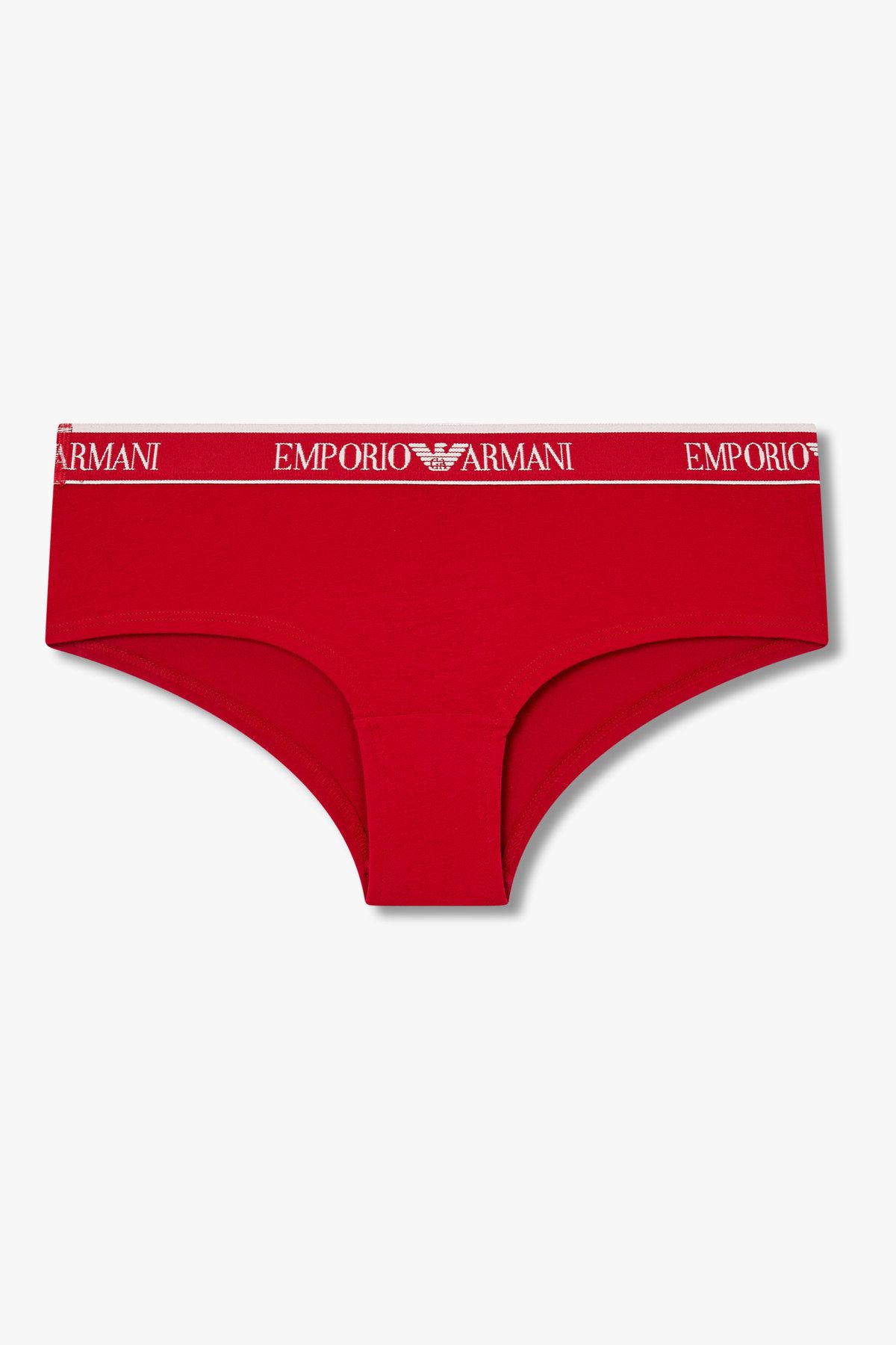 엠포리오 아르마니 언더웨어(EMPORIO ARMANI UNDERWEAR) 여성 리피트 로고 코튼 치키 팬츠_레드 0825312514