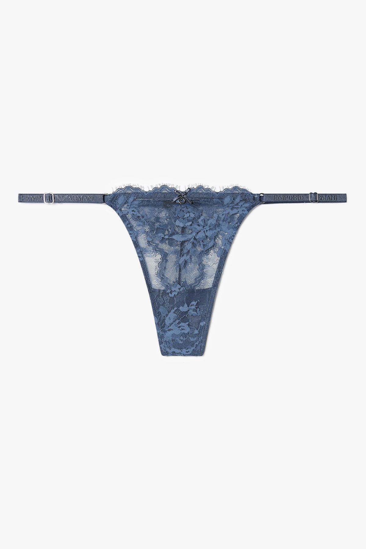엠포리오 아르마니 언더웨어(EMPORIO ARMANI UNDERWEAR) 여성 플라워 자수 스트랩 티팬티_인디고 0825310526
