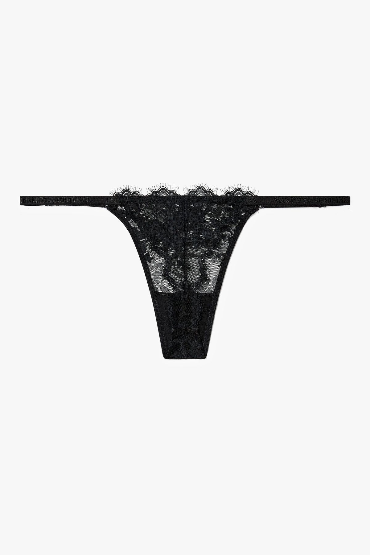 엠포리오 아르마니 언더웨어(EMPORIO ARMANI UNDERWEAR) 여성 플라워 자수 스트랩 티팬티_블랙 0825310527