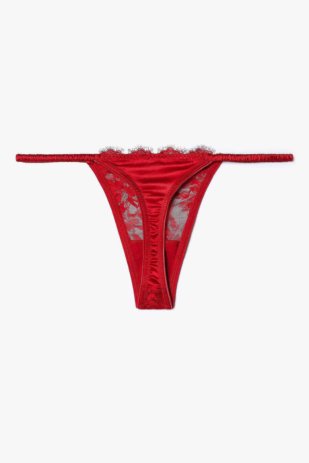엠포리오 아르마니 언더웨어(EMPORIO ARMANI UNDERWEAR) 여성 플라워 자수 밴딩 티팬티_레드 0825310516