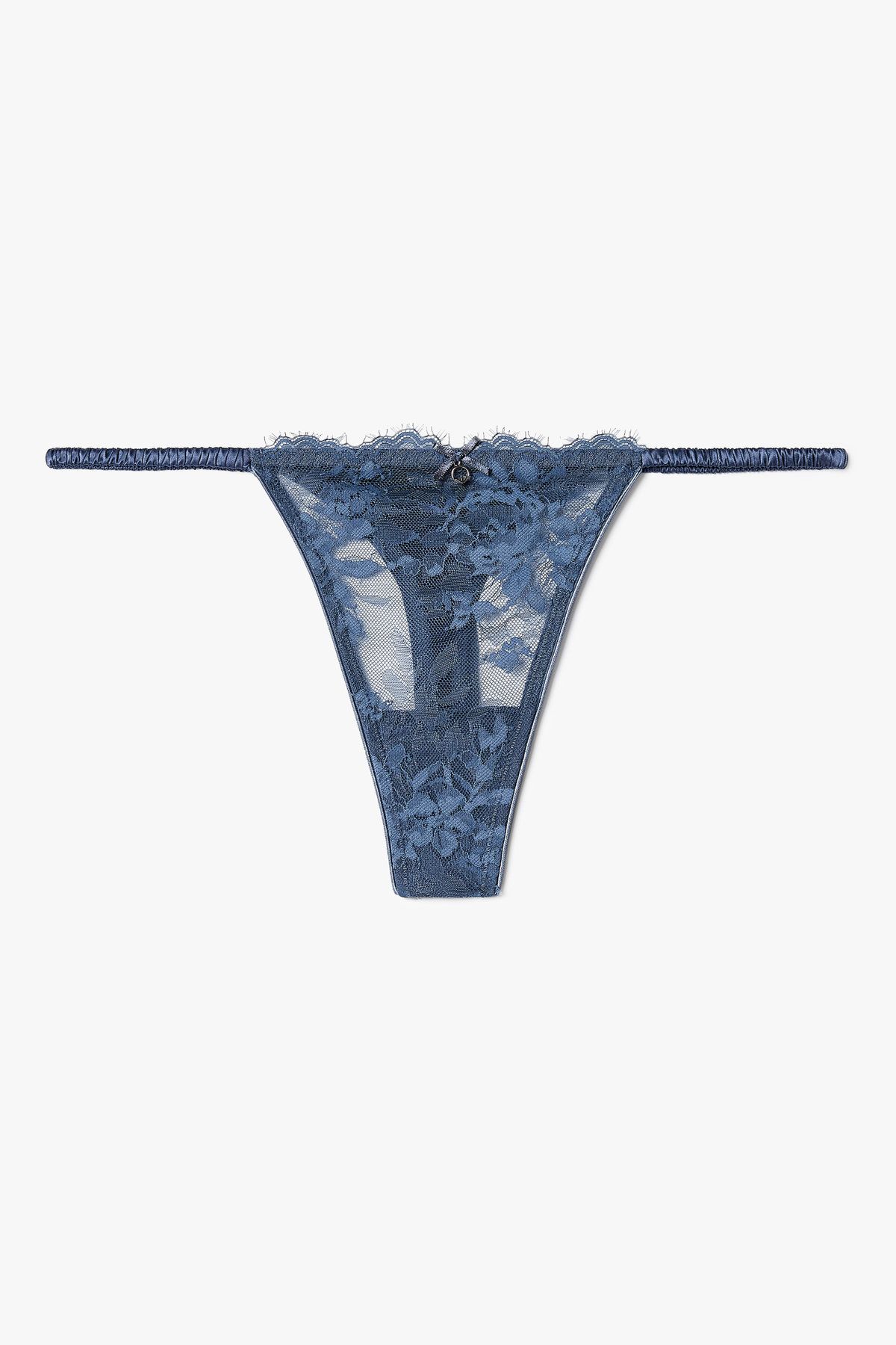엠포리오 아르마니 언더웨어(EMPORIO ARMANI UNDERWEAR) 여성 플라워 자수 밴딩 티팬티_인디고 0825310517