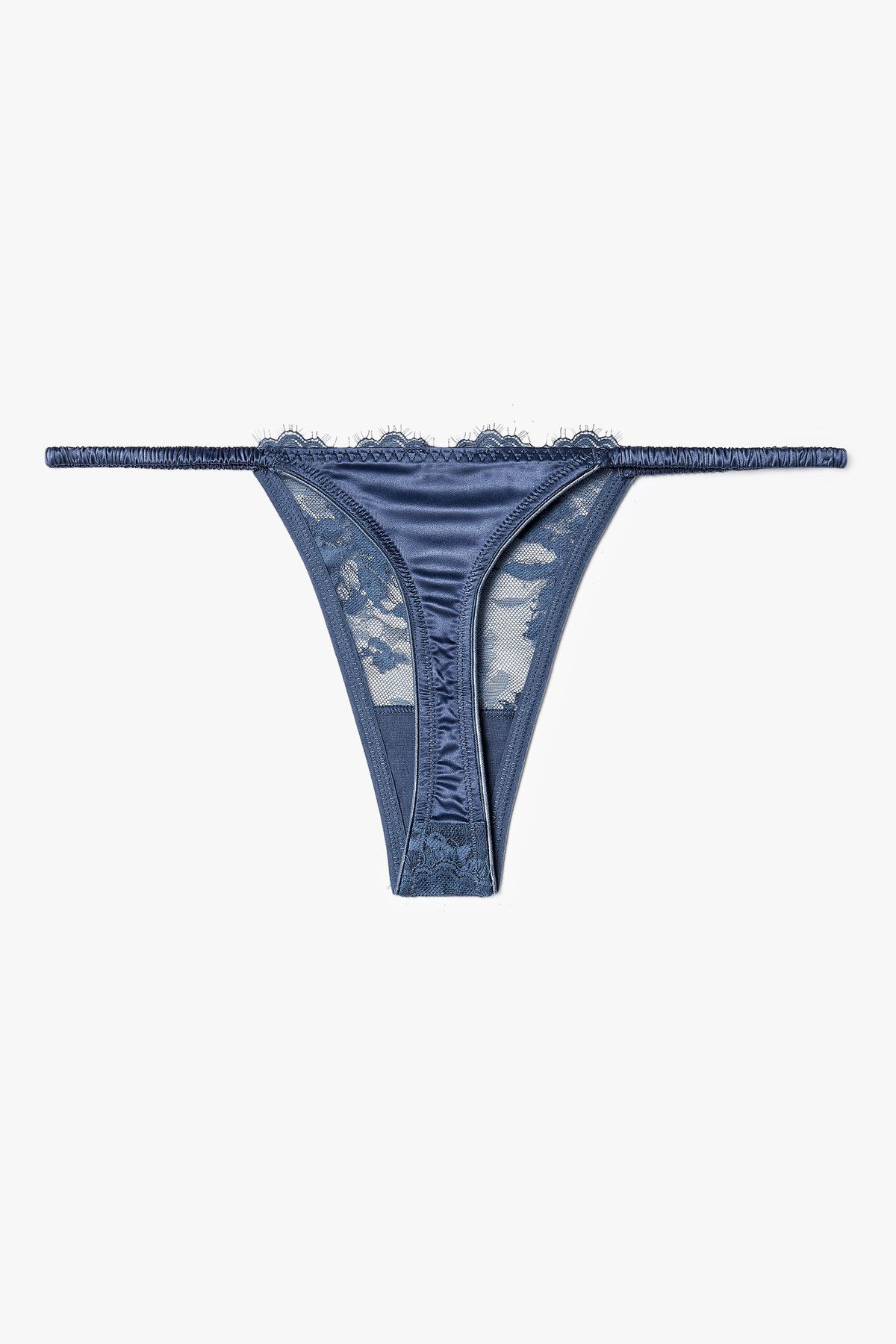 엠포리오 아르마니 언더웨어(EMPORIO ARMANI UNDERWEAR) 여성 플라워 자수 밴딩 티팬티_인디고 0825310517