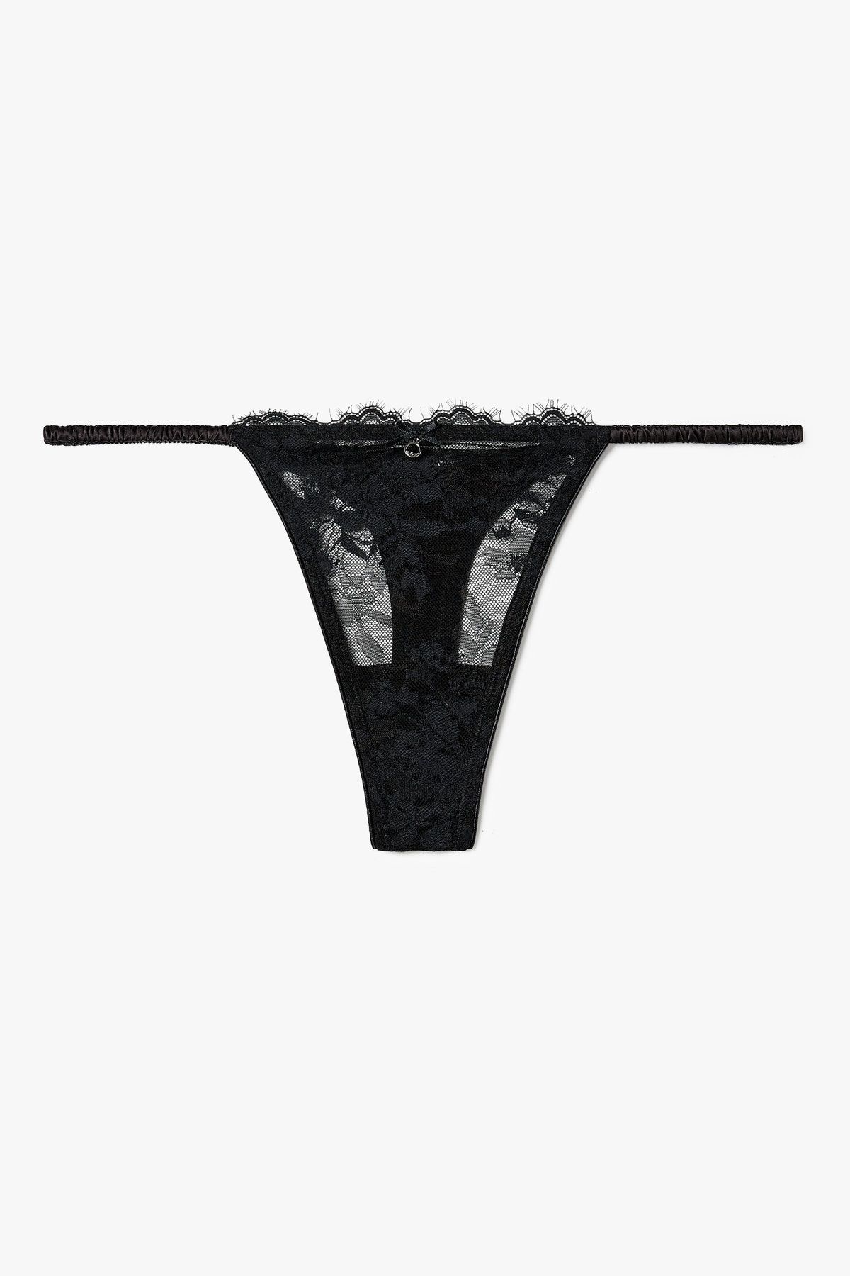 엠포리오 아르마니 언더웨어(EMPORIO ARMANI UNDERWEAR) 여성 플라워 자수 밴딩 티팬티_블랙 0825310518