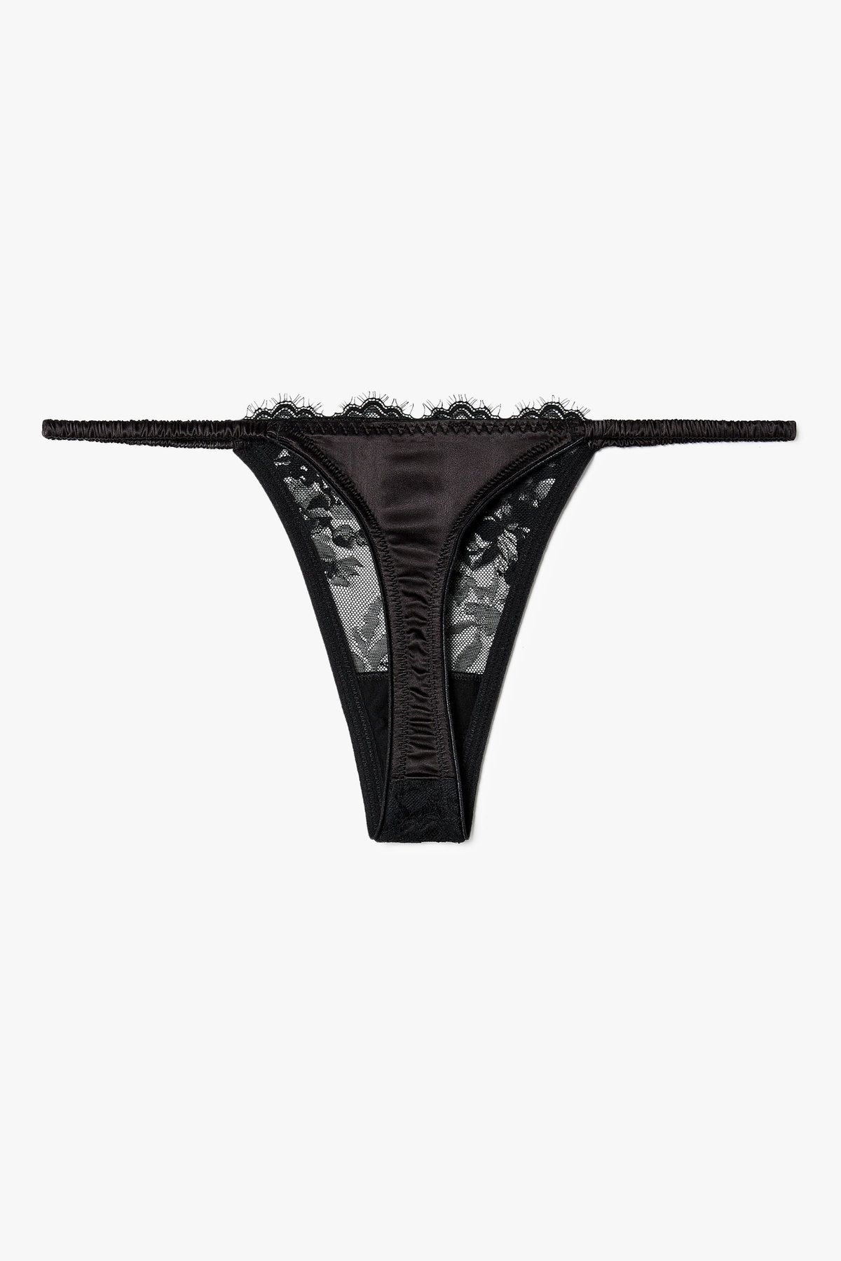 엠포리오 아르마니 언더웨어(EMPORIO ARMANI UNDERWEAR) 여성 플라워 자수 밴딩 티팬티_블랙 0825310518