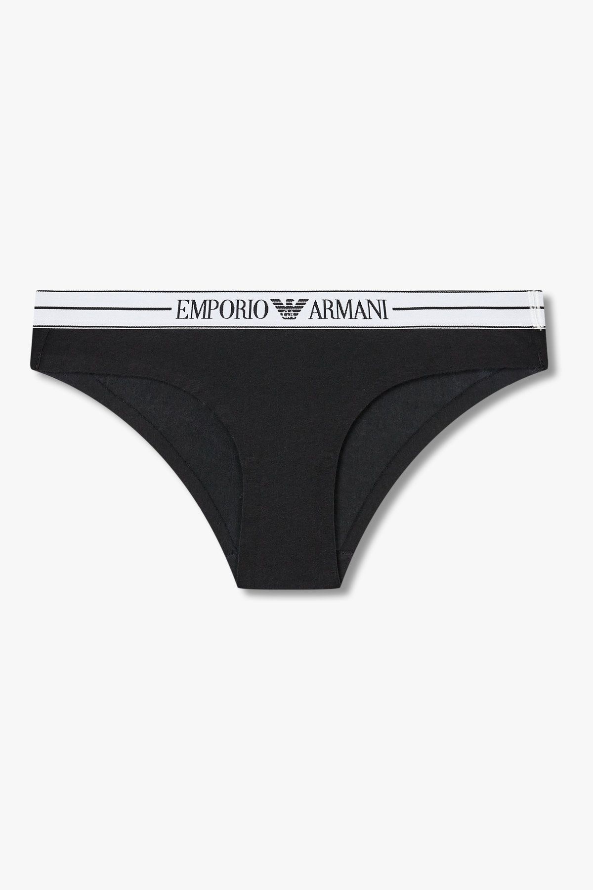 엠포리오 아르마니 언더웨어(EMPORIO ARMANI UNDERWEAR) 여성 라인 밴딩 코튼 브리프_블랙 0825311503