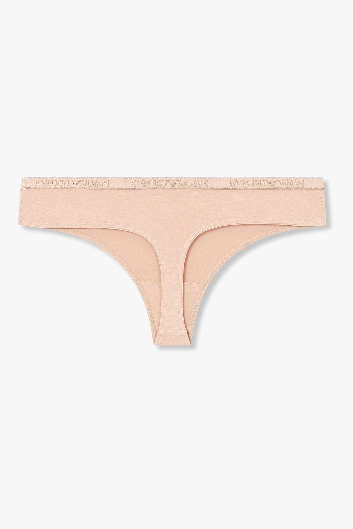 엠포리오 아르마니 언더웨어(EMPORIO ARMANI UNDERWEAR) 여성 메탈릭 밴딩 레이온 티팬티_내추럴 0825310505
