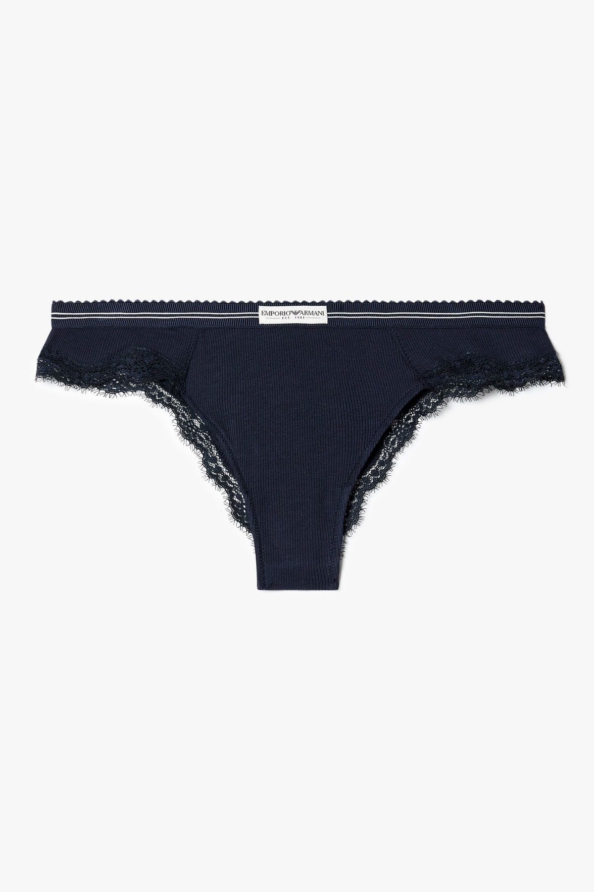 엠포리오 아르마니 언더웨어(EMPORIO ARMANI UNDERWEAR) 여성 레이스 트림 브라질리언 브리프_마린 0825311534