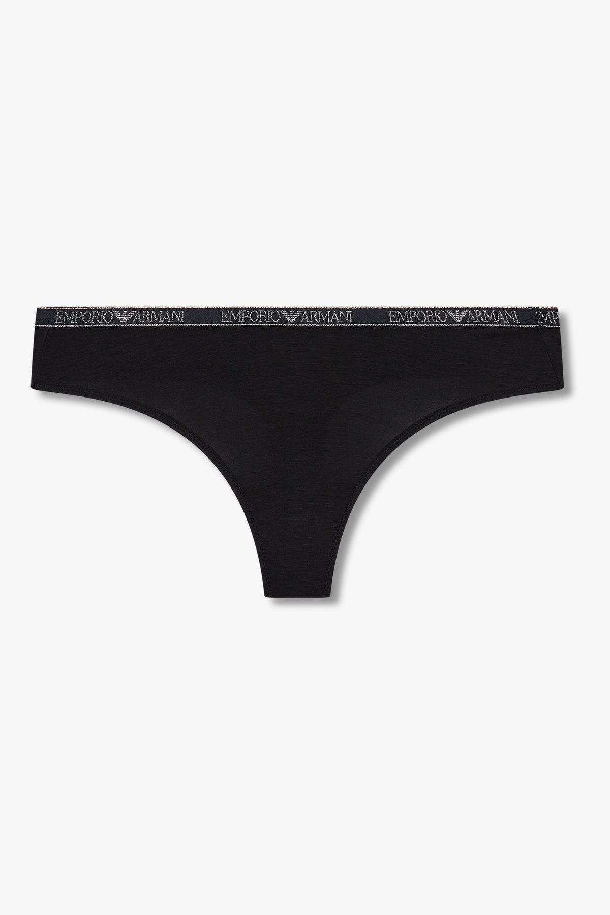 엠포리오 아르마니 언더웨어(EMPORIO ARMANI UNDERWEAR) 여성 메탈릭 밴딩 레이온 티팬티_블랙 0825310507