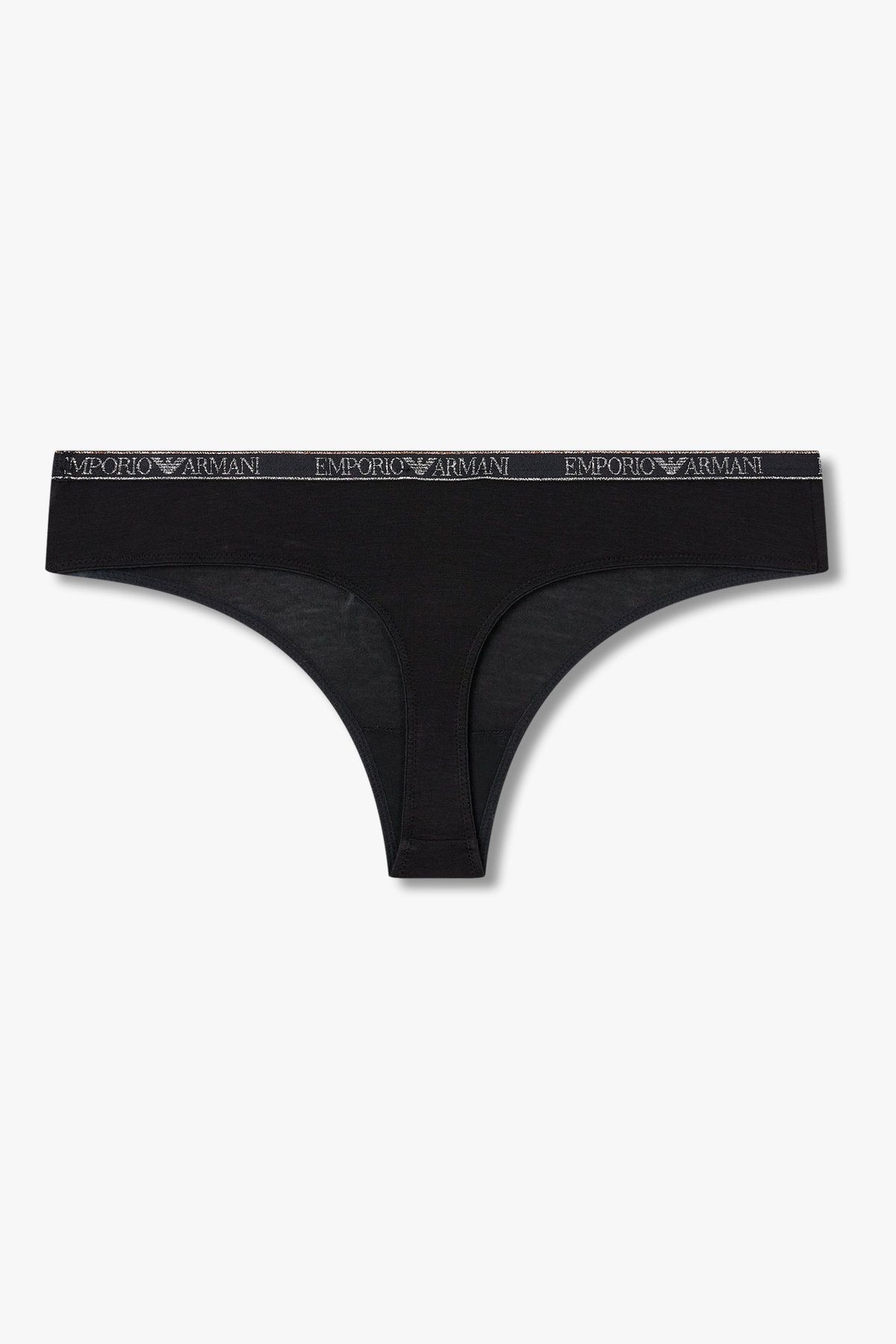 엠포리오 아르마니 언더웨어(EMPORIO ARMANI UNDERWEAR) 여성 메탈릭 밴딩 레이온 티팬티_블랙 0825310507