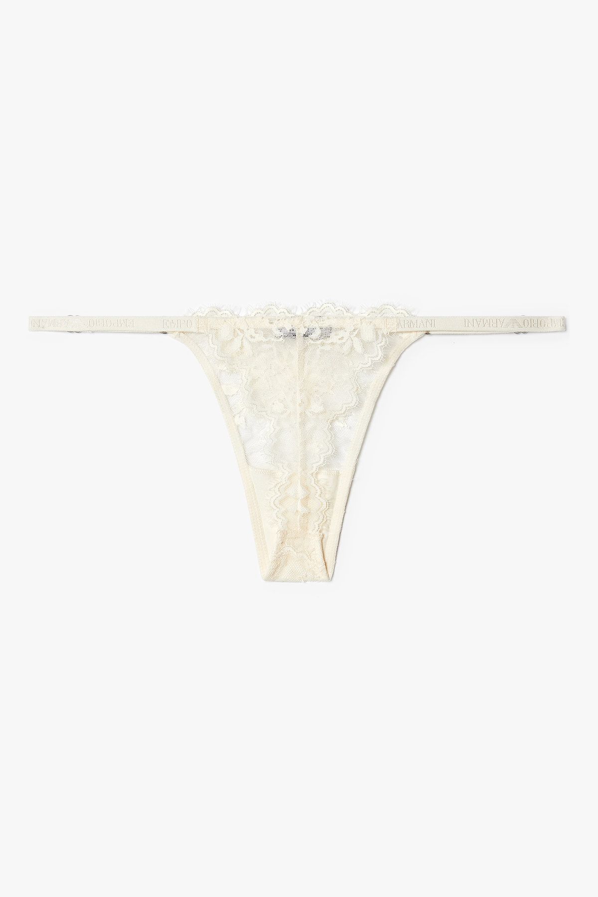 엠포리오 아르마니 언더웨어(EMPORIO ARMANI UNDERWEAR) 여성 플라워 자수 스트랩 티팬티_아이보리 0825310524