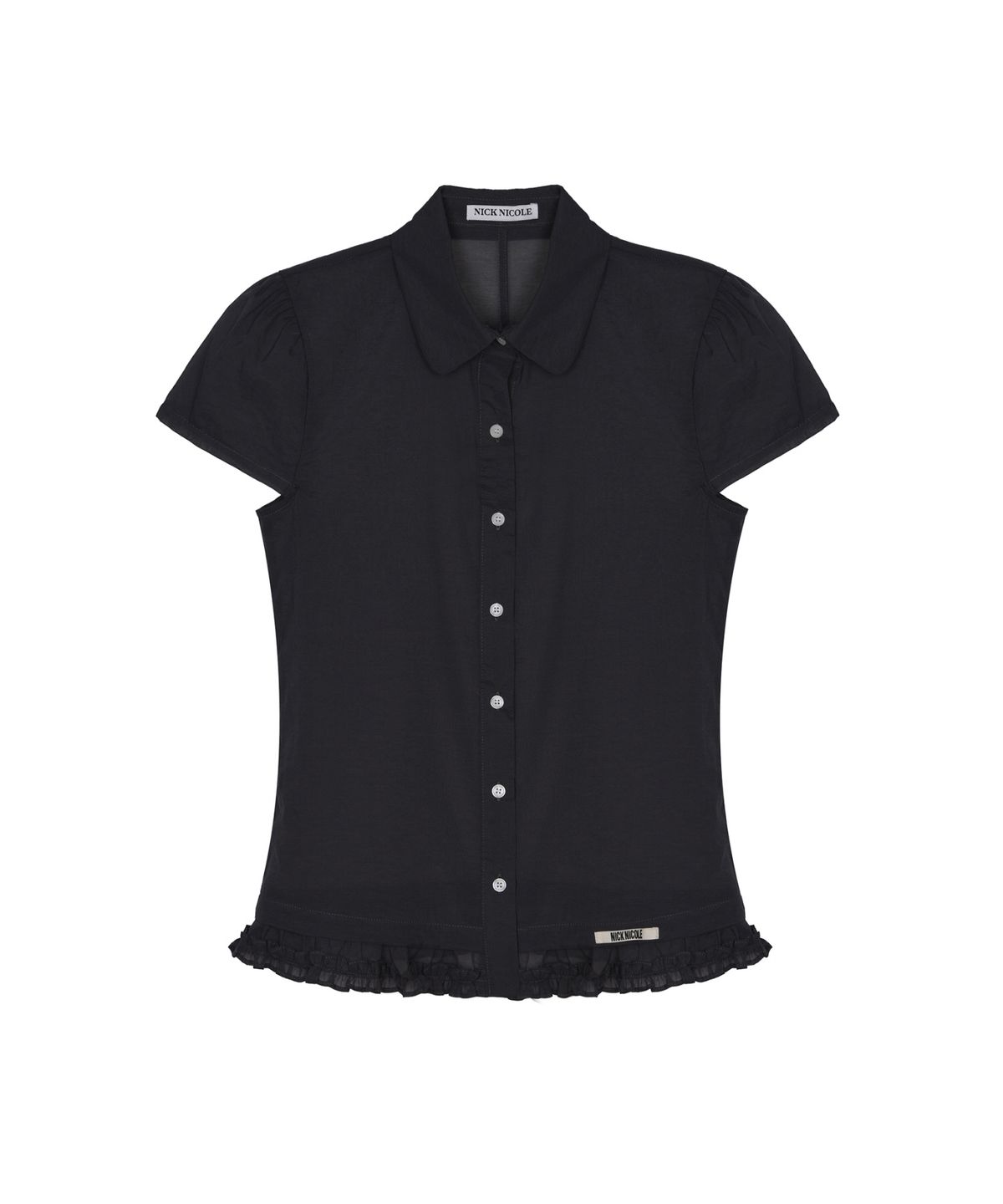 닉앤니콜(NICK&NICOLE) FRILL COLLAR SEE-THROUGH BLOUSE_CHARCOAL