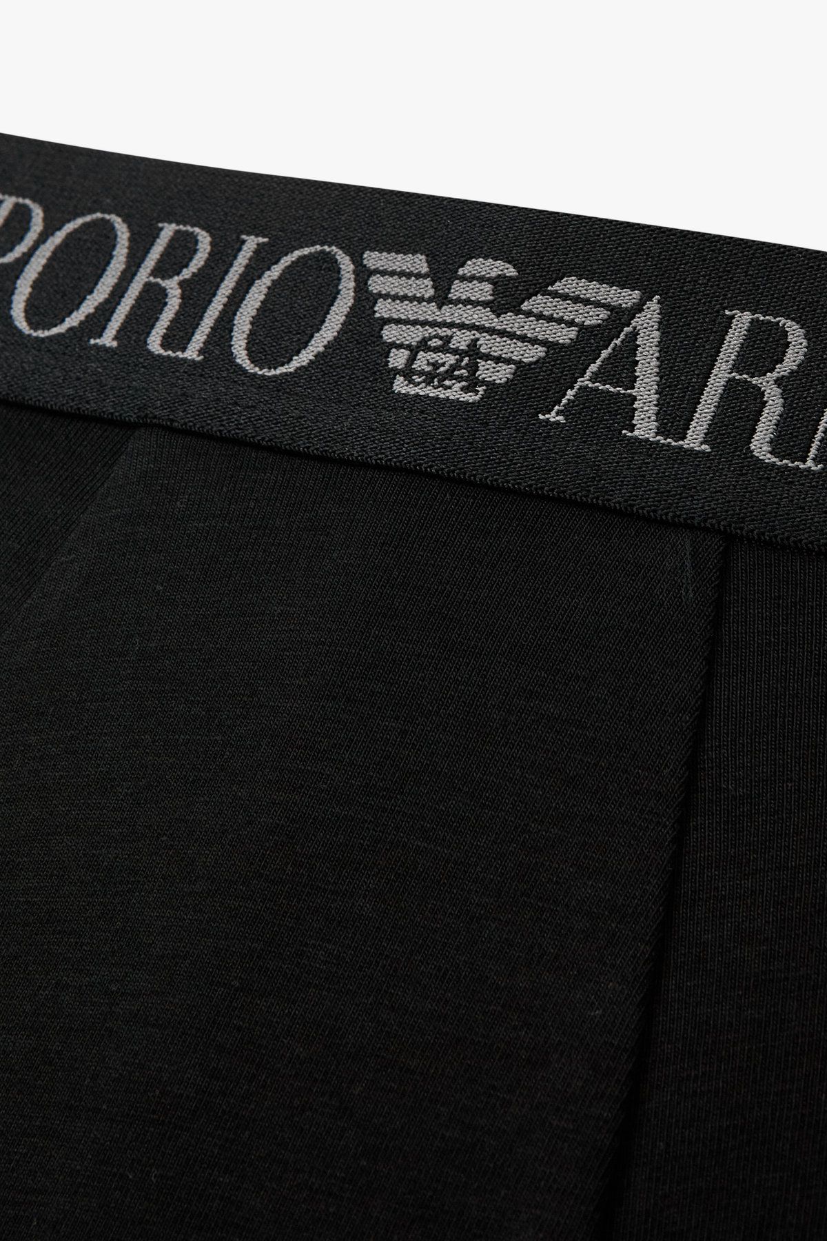엠포리오 아르마니 언더웨어(EMPORIO ARMANI UNDERWEAR) 남성 로고 밴딩 솔리드 코튼 드로즈_블랙 0815312048