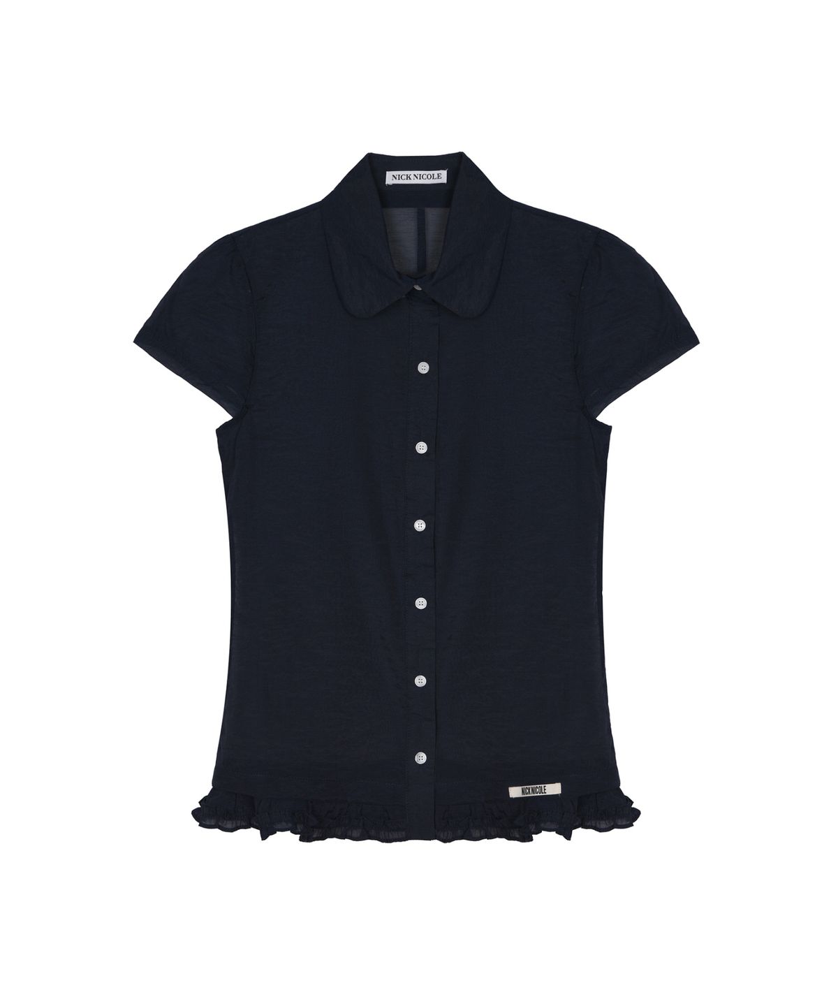 닉앤니콜(NICK&NICOLE) FRILL COLLAR SEE-THROUGH BLOUSE_NAVY