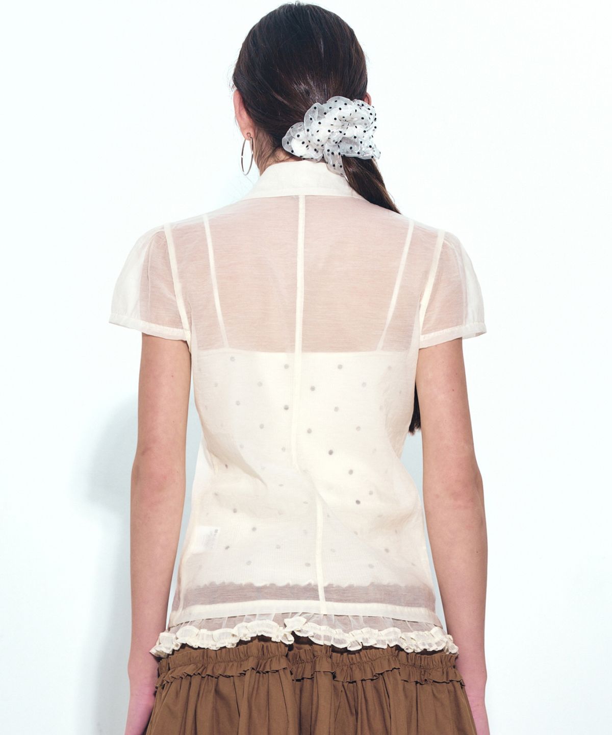 닉앤니콜(NICK&NICOLE) FRILL COLLAR SEE-THROUGH BLOUSE_CREAM