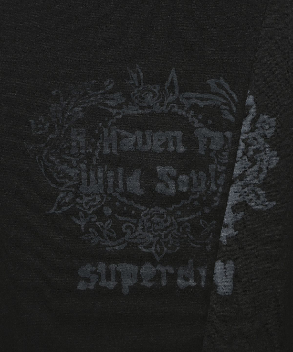 슈퍼드라이(SUPERDRY) W 컷 오프 빈티지 레터링 티셔츠 블랙