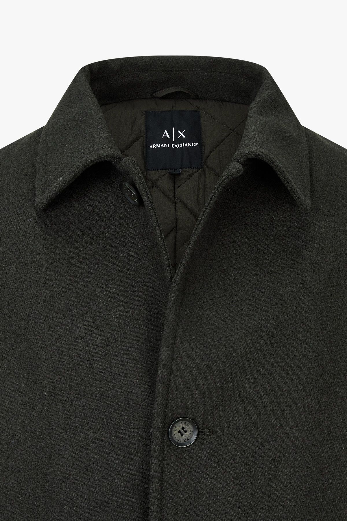 아르마니 익스체인지(ARMANI EXCHANGE) 남성 울 블렌드 버튼업 패딩 코트_초코 A415310017