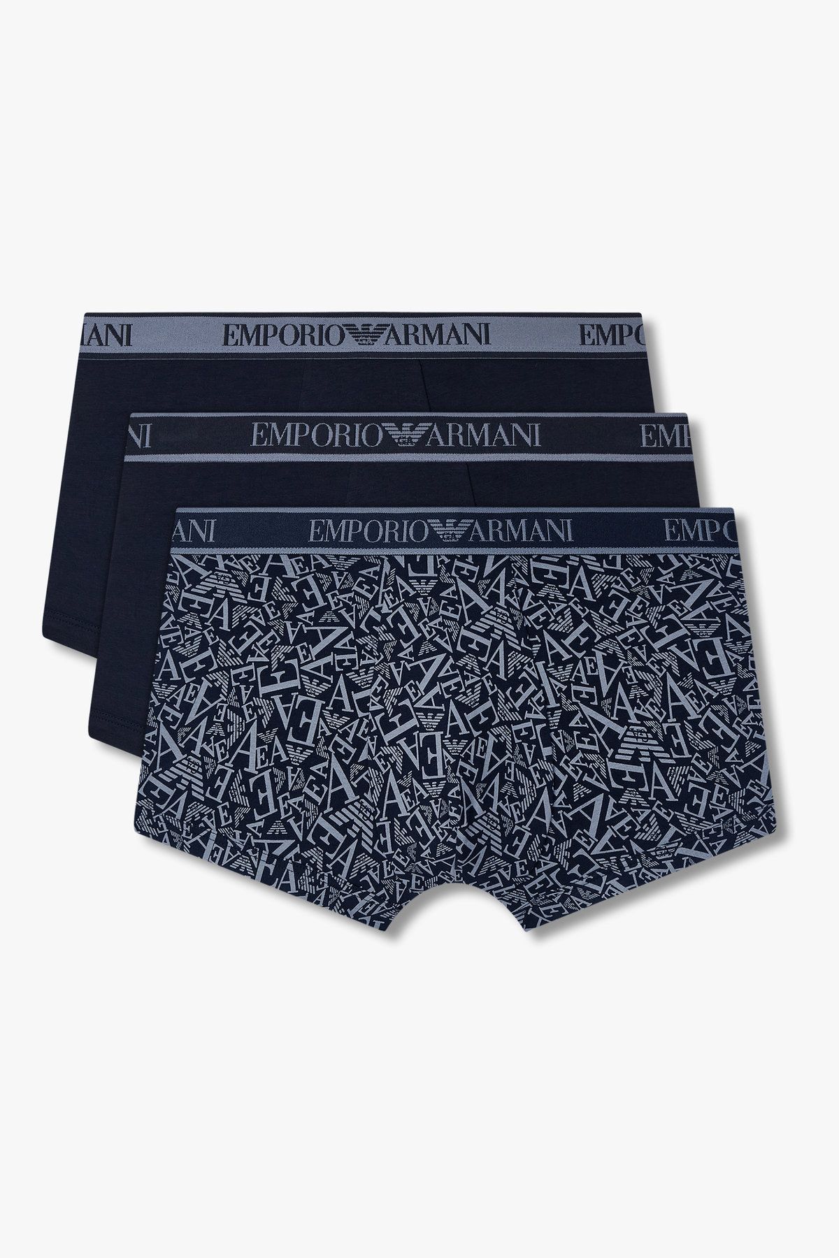 엠포리오 아르마니 언더웨어(EMPORIO ARMANI UNDERWEAR) 남성 라인 로고 밴딩 코튼 드로즈 3PACK_네이비 08M5363004