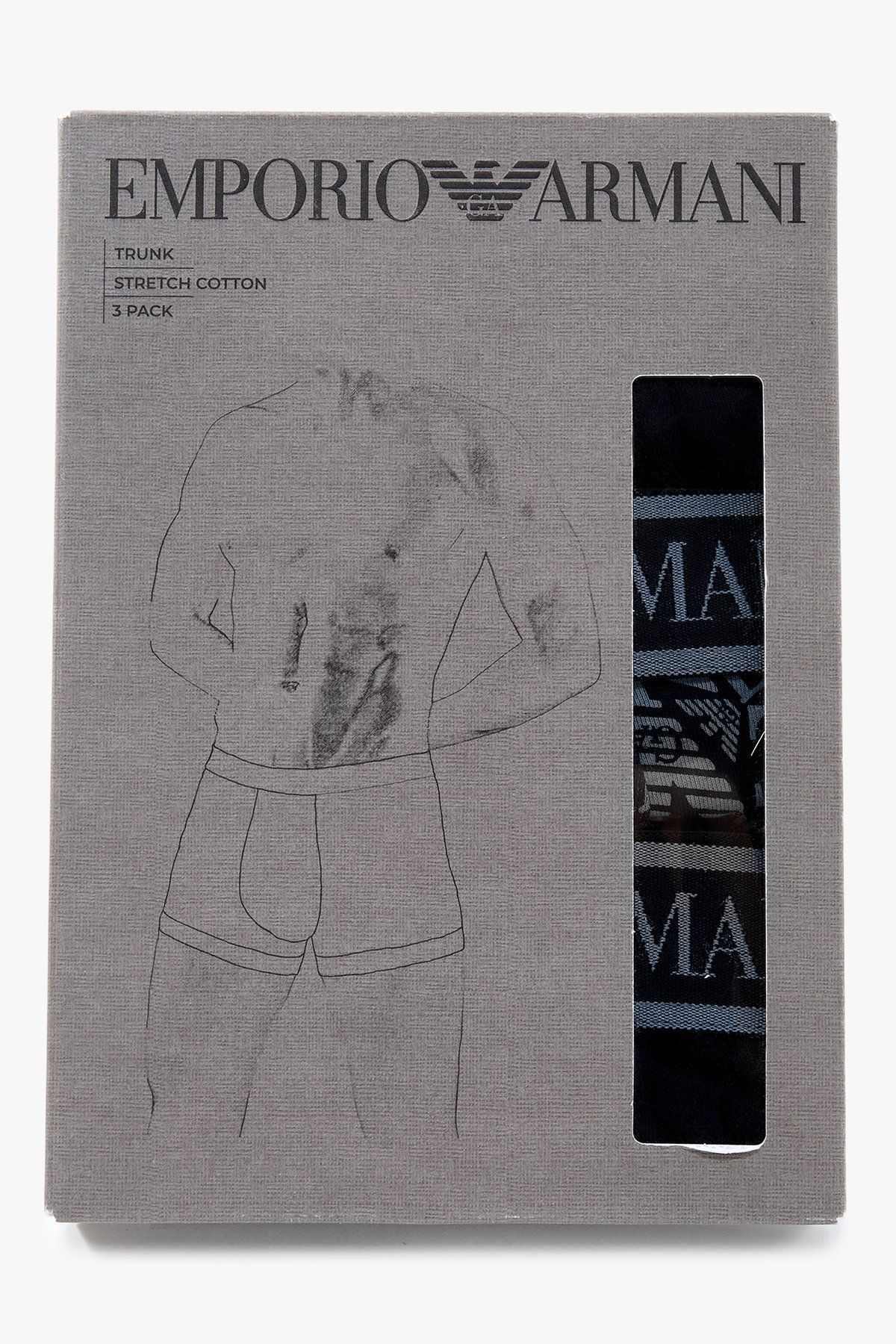 엠포리오 아르마니 언더웨어(EMPORIO ARMANI UNDERWEAR) 남성 라인 로고 밴딩 코튼 드로즈 3PACK_네이비 08M5363004
