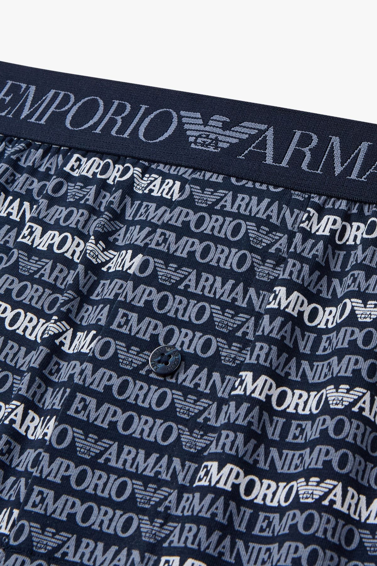 엠포리오 아르마니 언더웨어(EMPORIO ARMANI UNDERWEAR) 남성 로고 패턴드 코튼 트렁크_네이비 0815312095