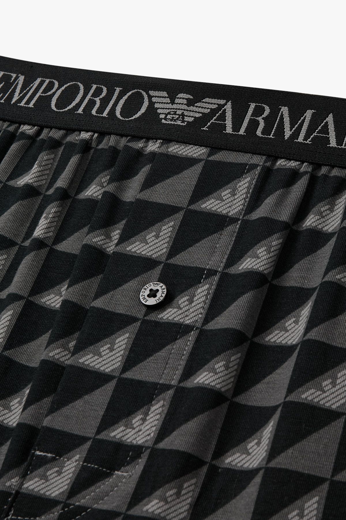 엠포리오 아르마니 언더웨어(EMPORIO ARMANI UNDERWEAR) 남성 로고 패턴드 코튼 트렁크_블랙 0815312096