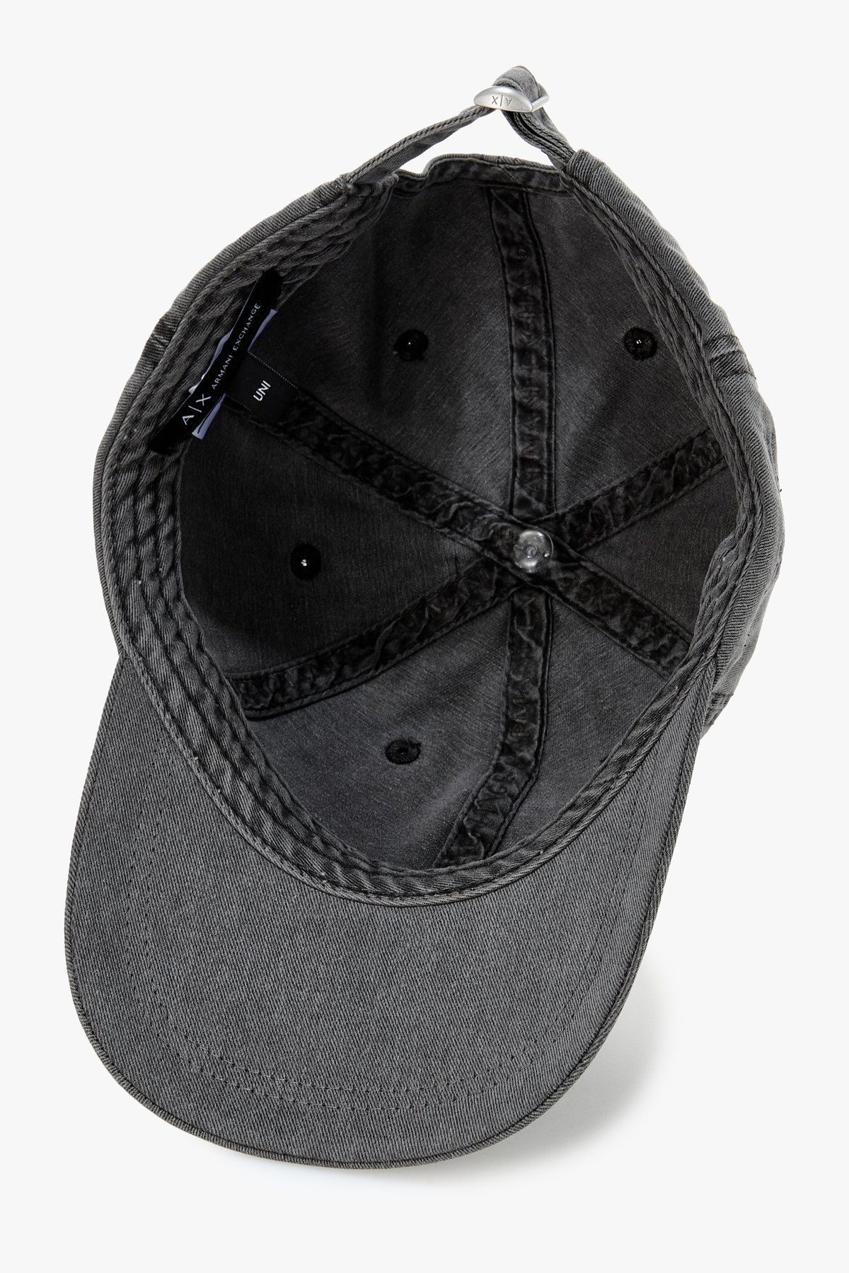 아르마니 익스체인지(ARMANI EXCHANGE) 남성 로고 패치 데님 베이스볼 캡_다크 그레이 A415372001