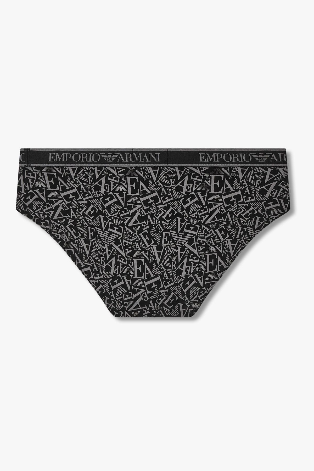 엠포리오 아르마니 언더웨어(EMPORIO ARMANI UNDERWEAR) 남성 로고 패턴 코튼 브리프_블랙 0815311313
