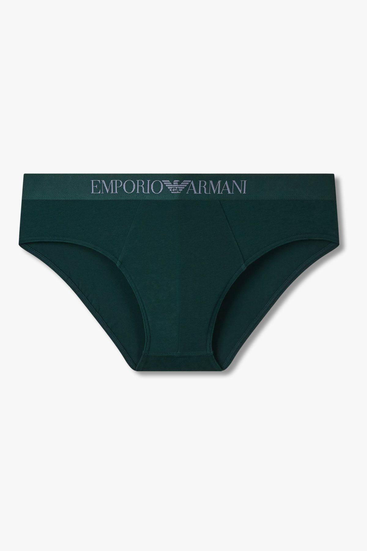 엠포리오 아르마니 언더웨어(EMPORIO ARMANI UNDERWEAR) 남성 로고 밴딩 솔리드 코튼 브리프_그린 0815311032
