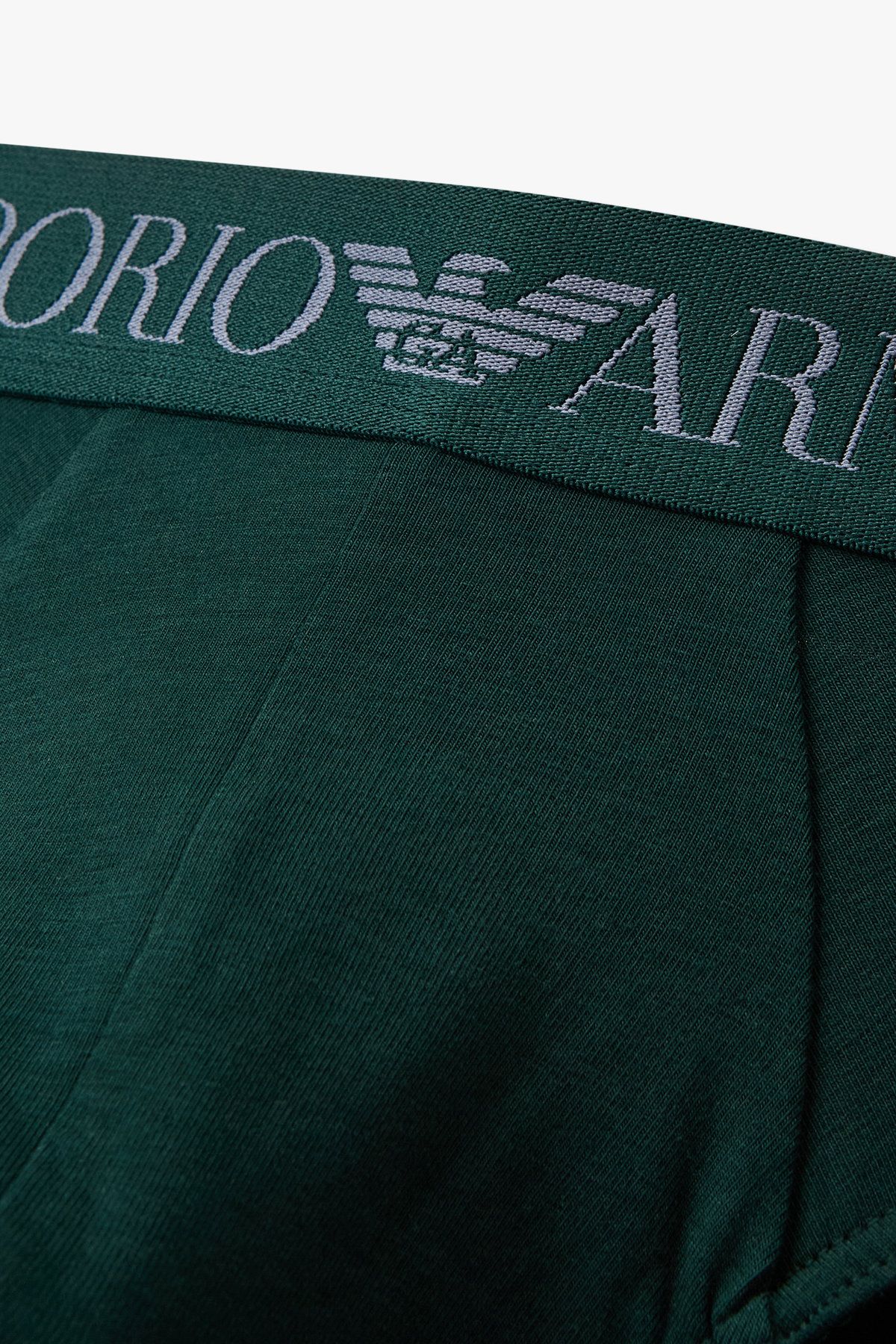 엠포리오 아르마니 언더웨어(EMPORIO ARMANI UNDERWEAR) 남성 로고 밴딩 솔리드 코튼 브리프_그린 0815311032