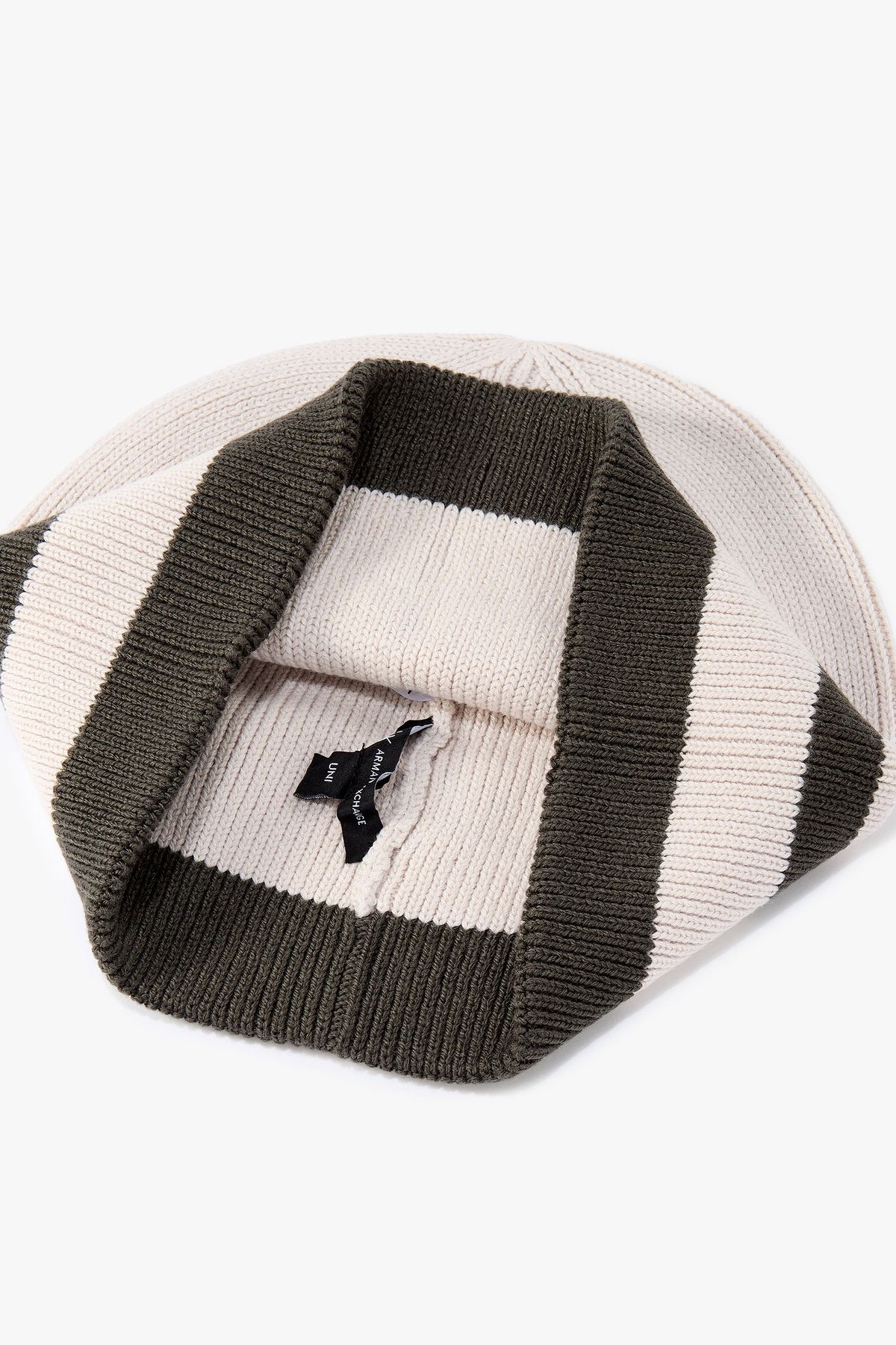 아르마니 익스체인지(ARMANI EXCHANGE) 남성 울 블렌드 스트라이프 비니_라이트 베이지 A415372003
