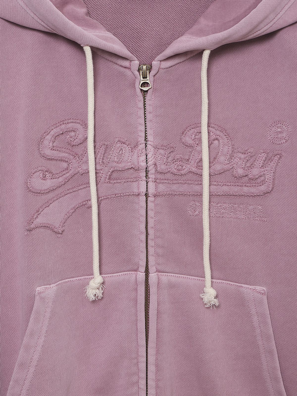 슈퍼드라이(SUPERDRY) W 아플리케 로고 후드집업 다크핑크