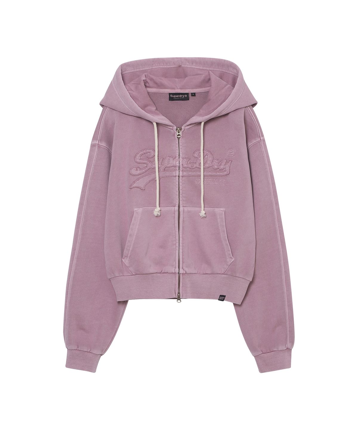 슈퍼드라이(SUPERDRY) W 아플리케 로고 후드집업 다크핑크