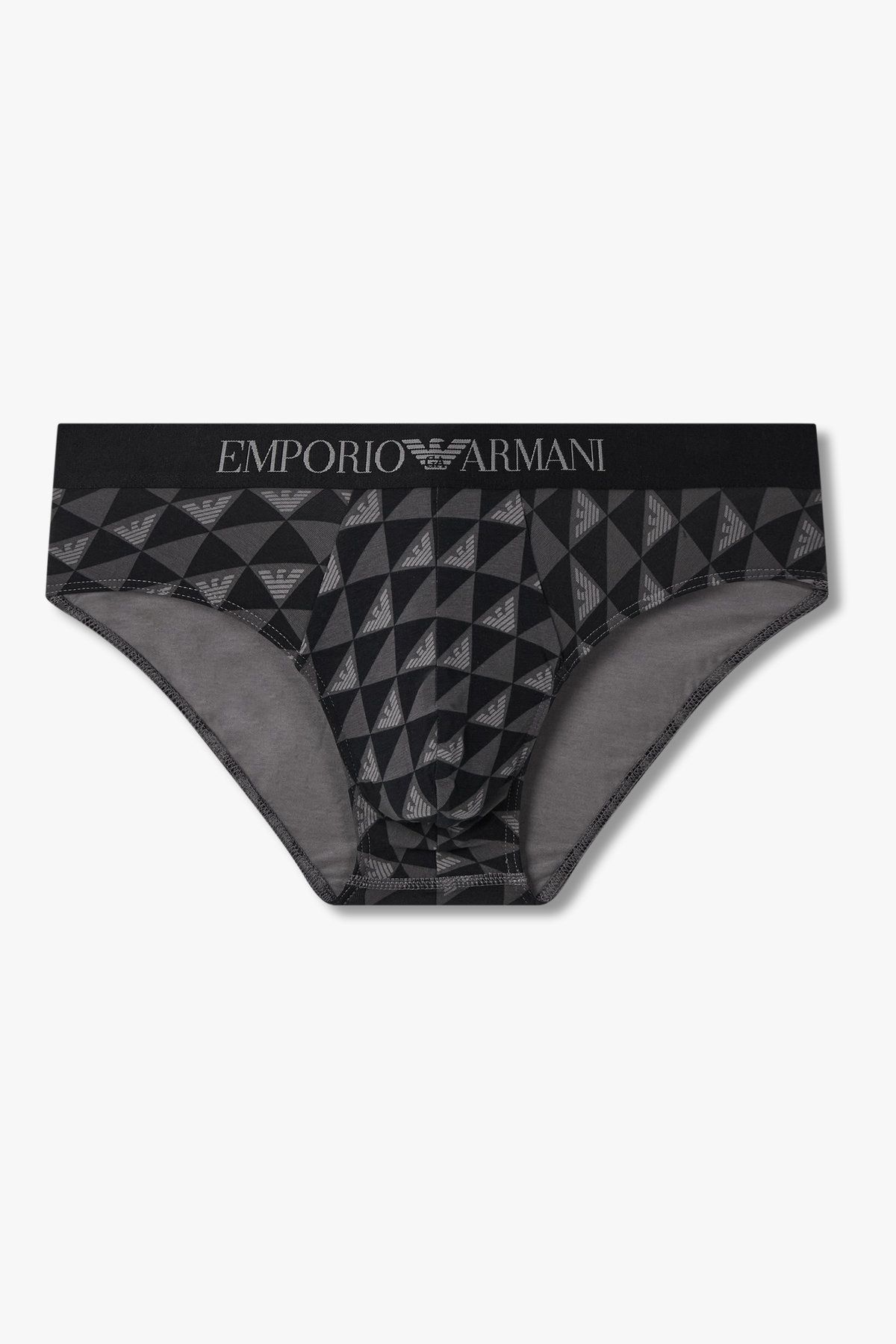 엠포리오 아르마니 언더웨어(EMPORIO ARMANI UNDERWEAR) 남성 로고 패턴드 코튼 브리프_블랙 0815311037